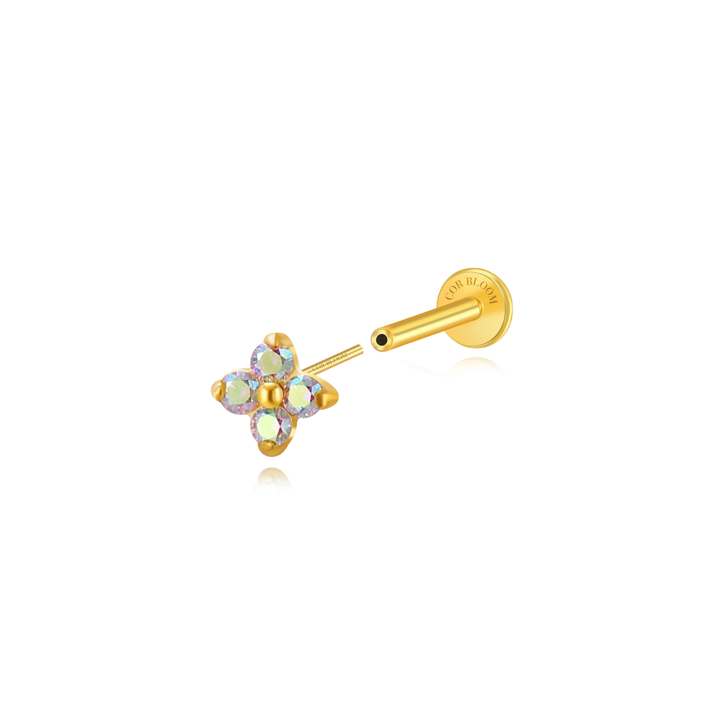 Titanium Aretha Northern Light/AB Stone Four-Clover Stud