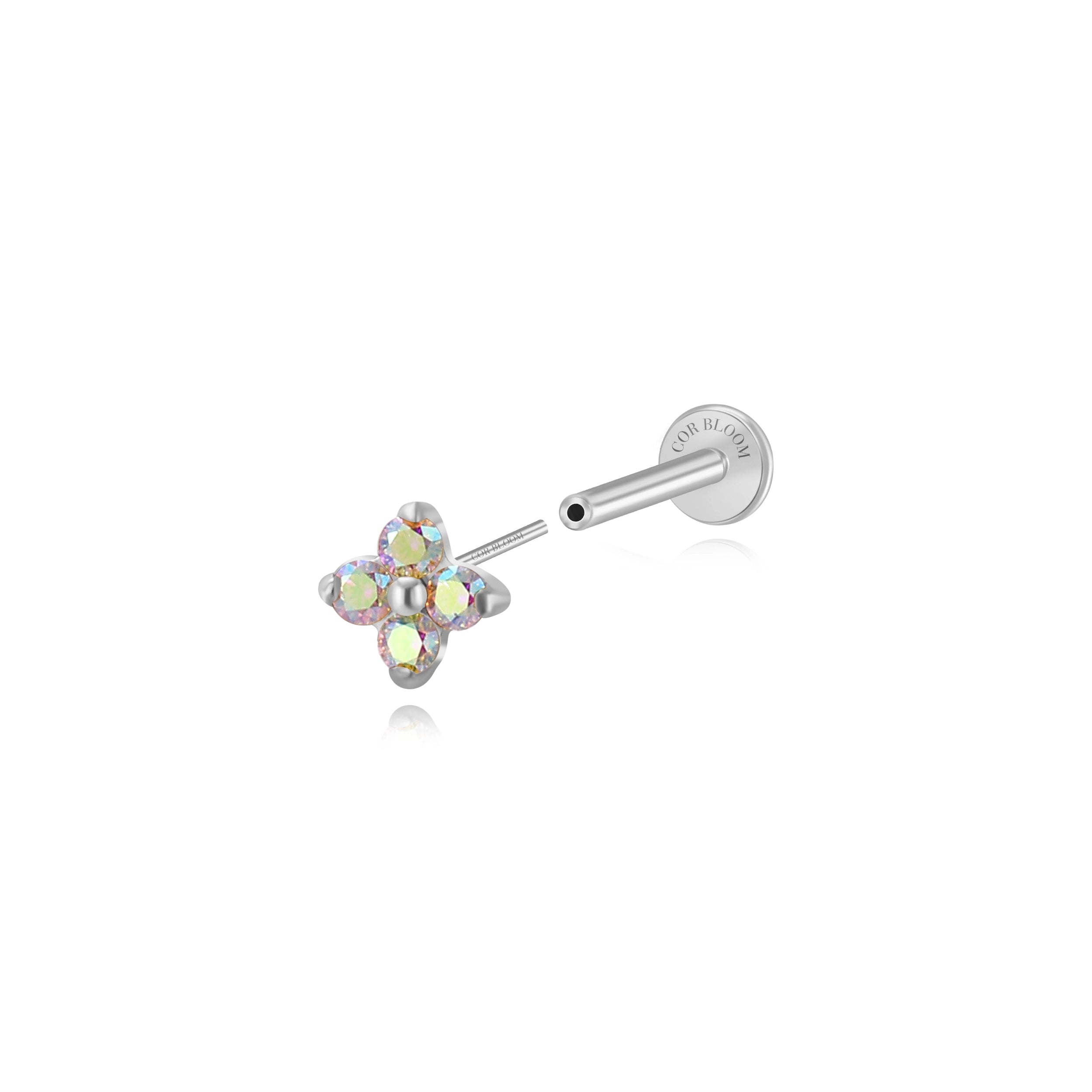 Titanium Aretha Northern Light/AB Stone Four-Clover Stud