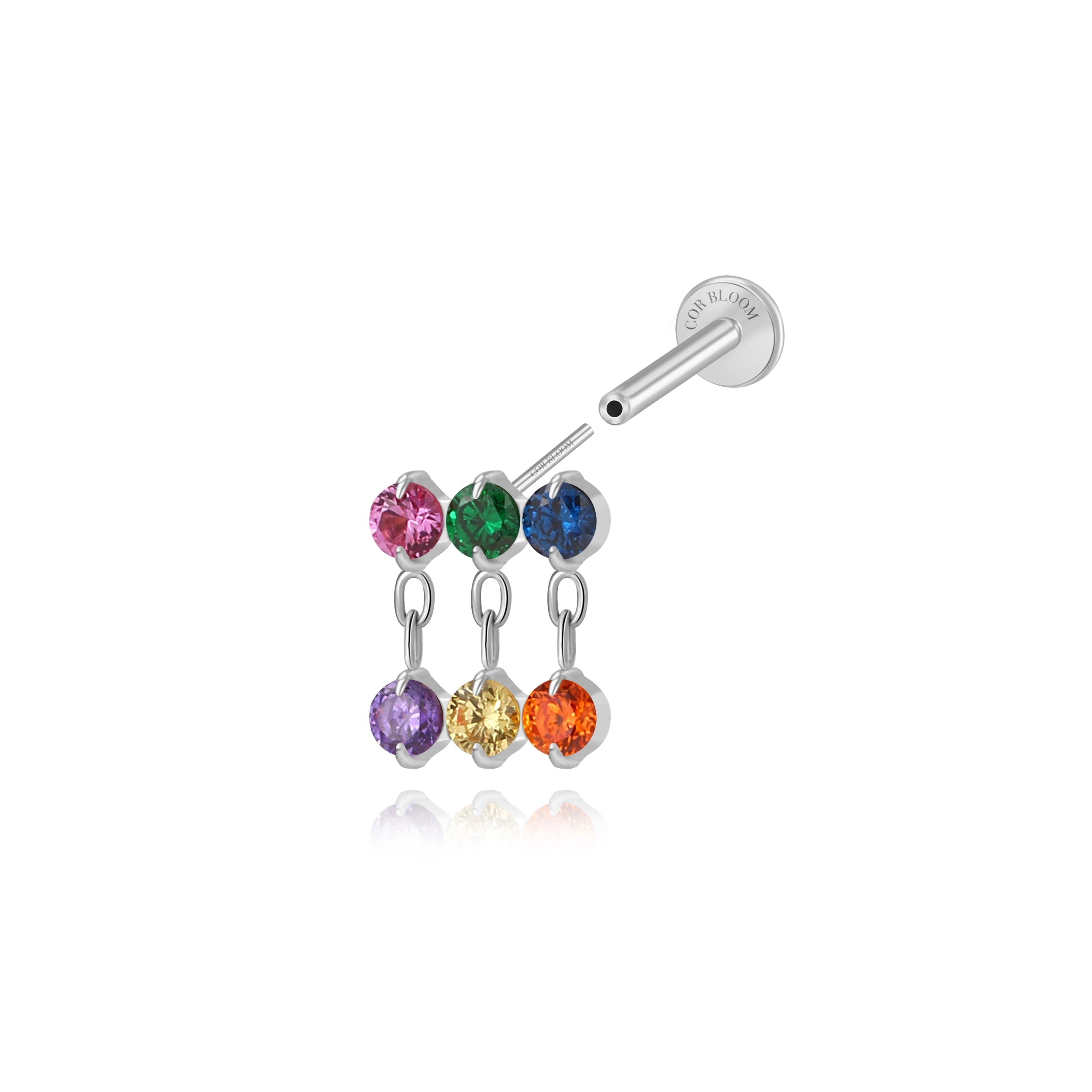 Titanium Nikias Spring Dewdrop Stud - Rainbow
