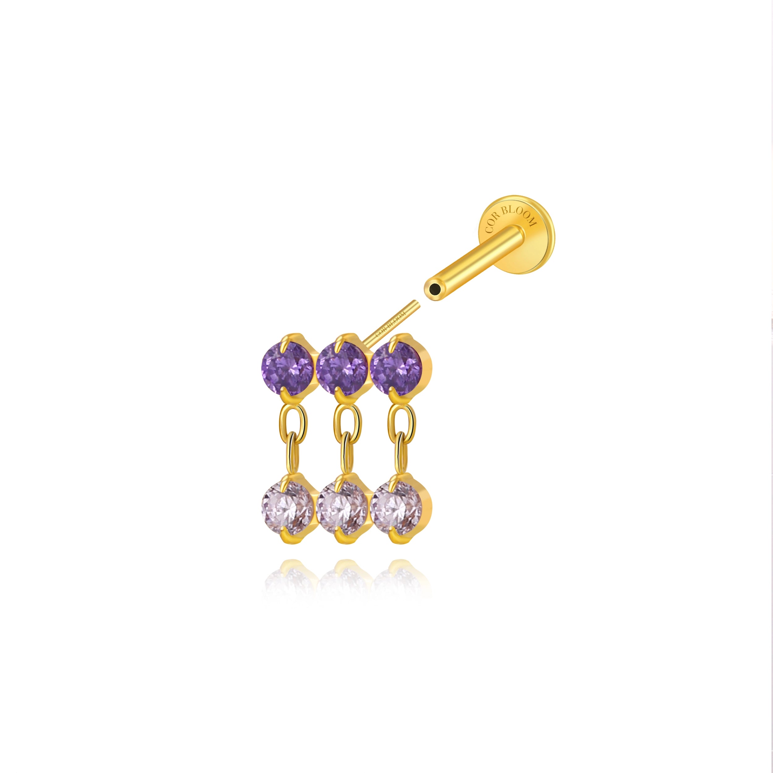 Titanium Nikias Magic Dewdrop Stud - Gradient Amethyst