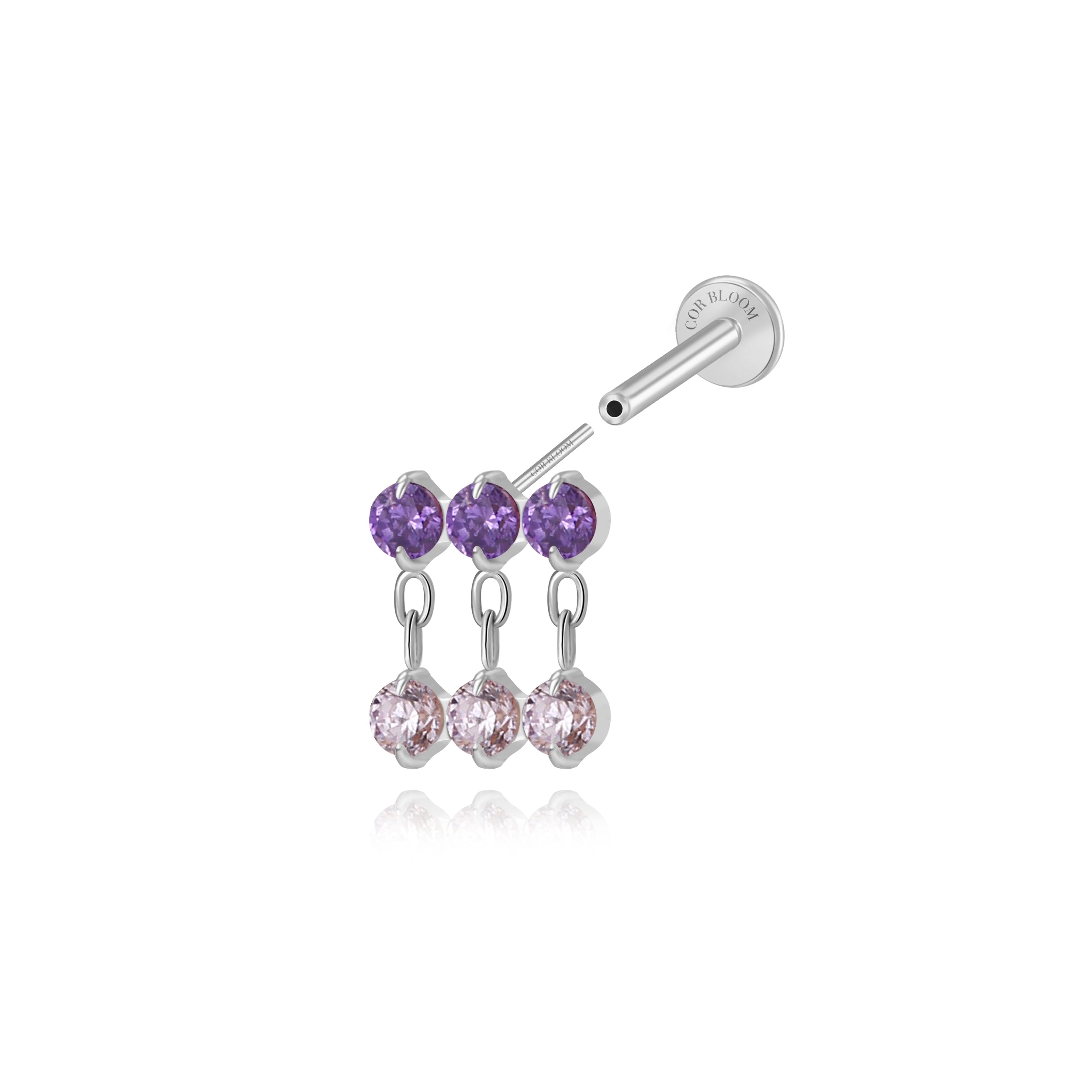 Titanium Nikias Magic Dewdrop Stud - Gradient Amethyst