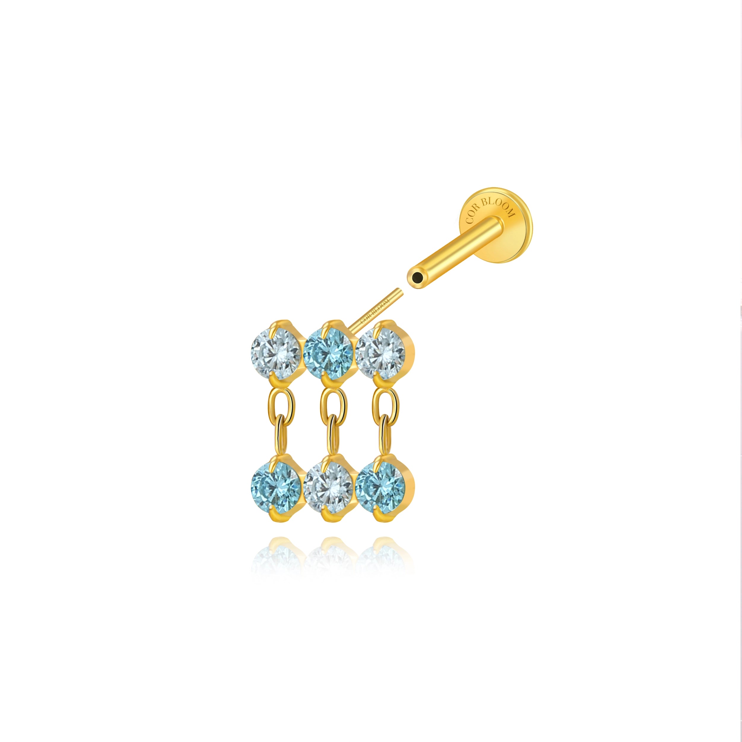 Titanium Nikias Ocean Dewdrop Stud - Gradient Aquamarine