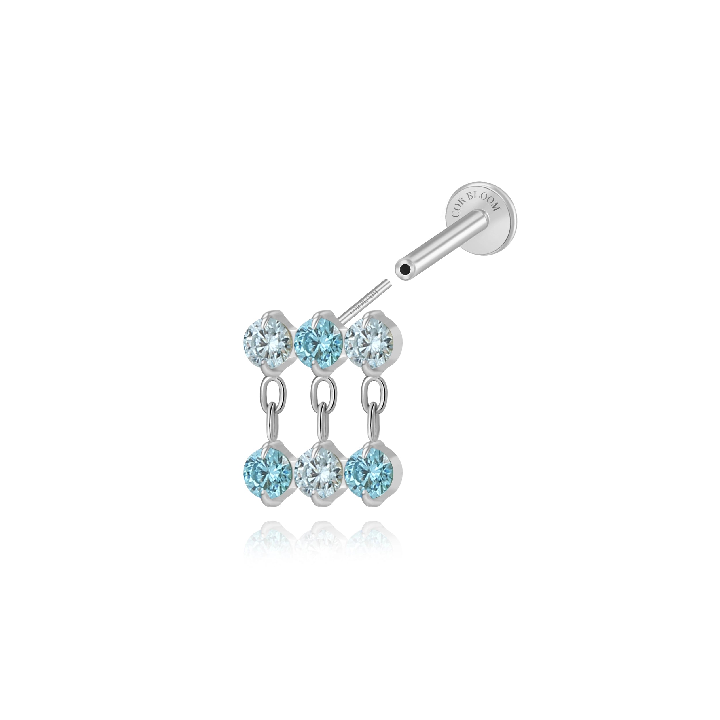 Titanium Nikias Ocean Dewdrop Stud - Gradient Aquamarine