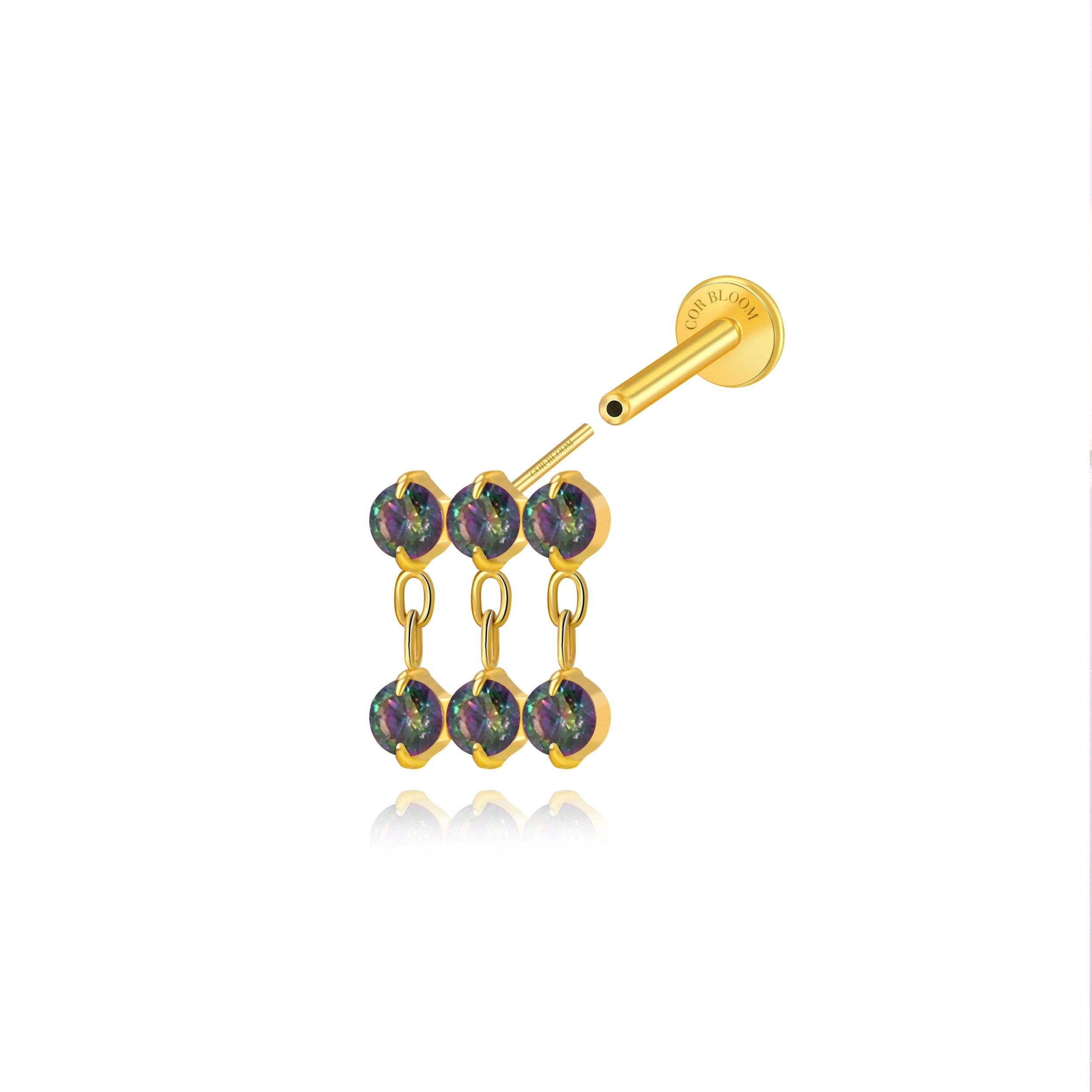 Titanium Nikias Mystery Dewdrop Stud - Dark Iridescent