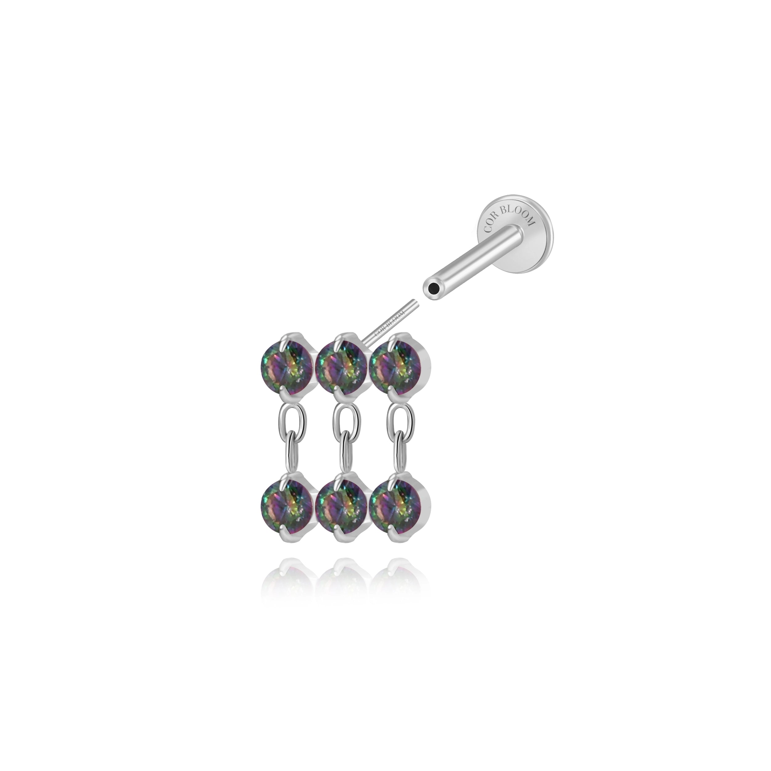 Titanium Nikias Mystery Dewdrop Stud - Dark Iridescent