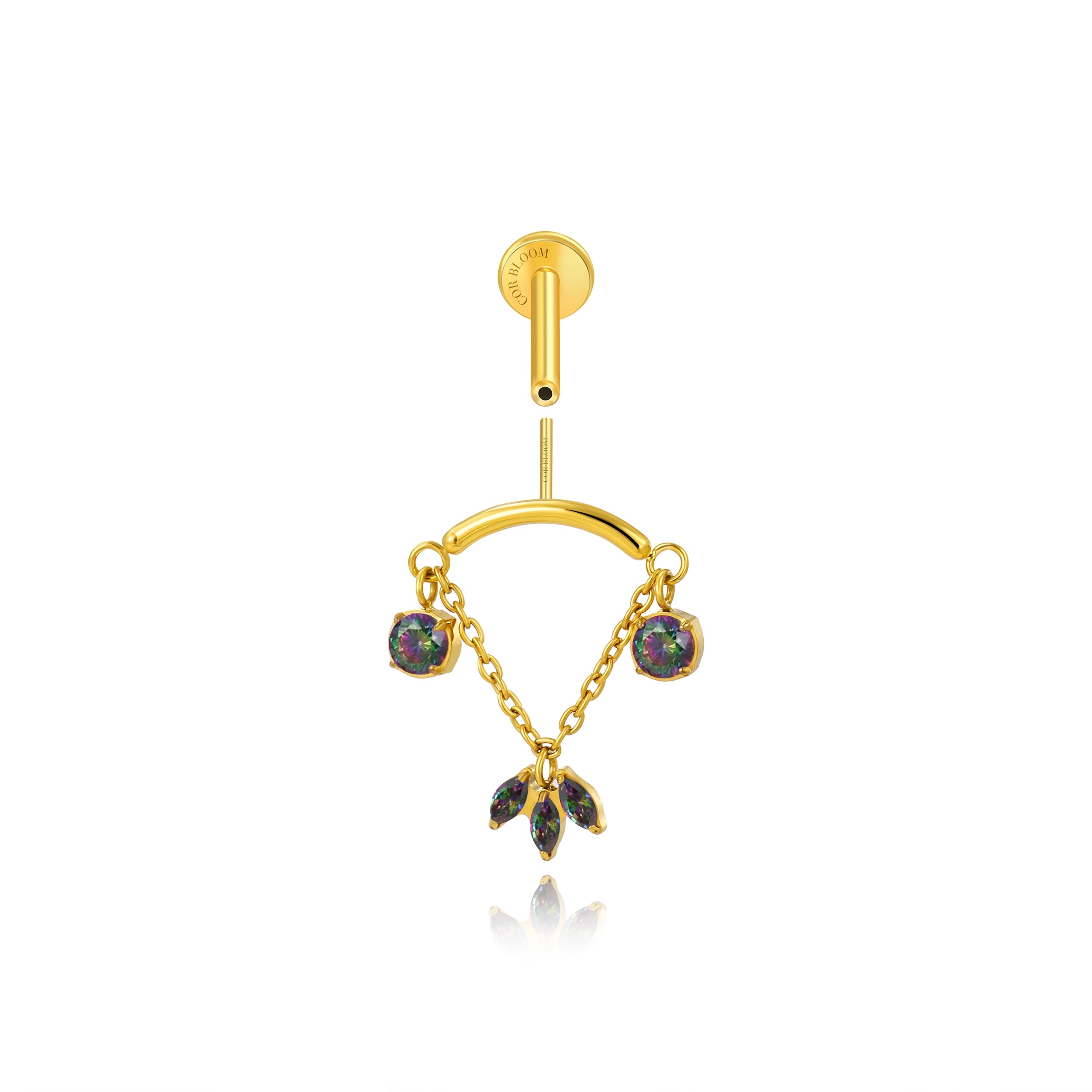 Titanium Lucinda Three-Petal Hidden Helix & Rook Stud - Dark Iridescent