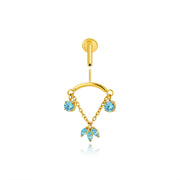 Titanium Lucinda Three-Petal Hidden Helix & Rook Stud - Aquamarine