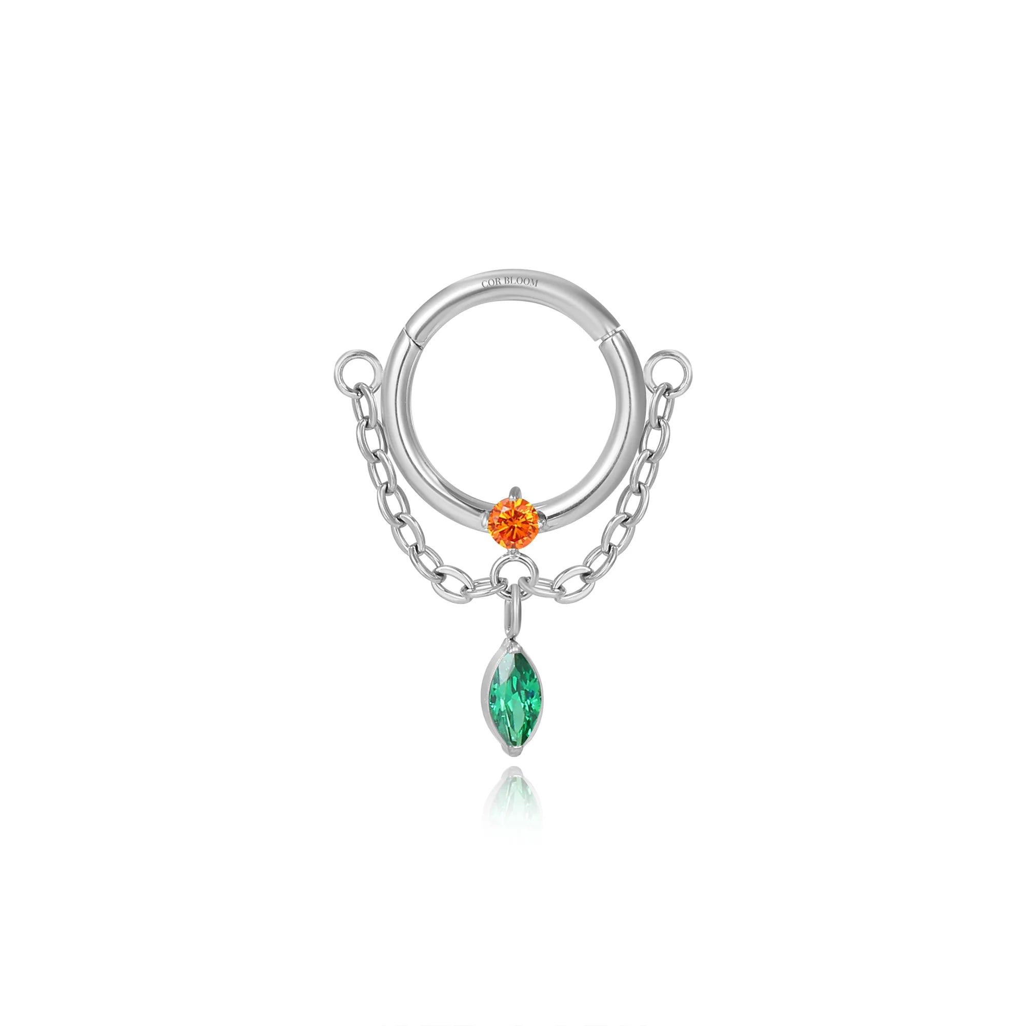 Titanium Tyche Dangling Marquise Gem Clicker - Fiesta