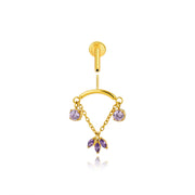 Titanium Lucinda Three-Petal Hidden Helix & Rook Stud - Amethyst