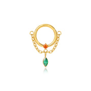 Titanium Tyche Dangling Marquise Gem Clicker - Fiesta
