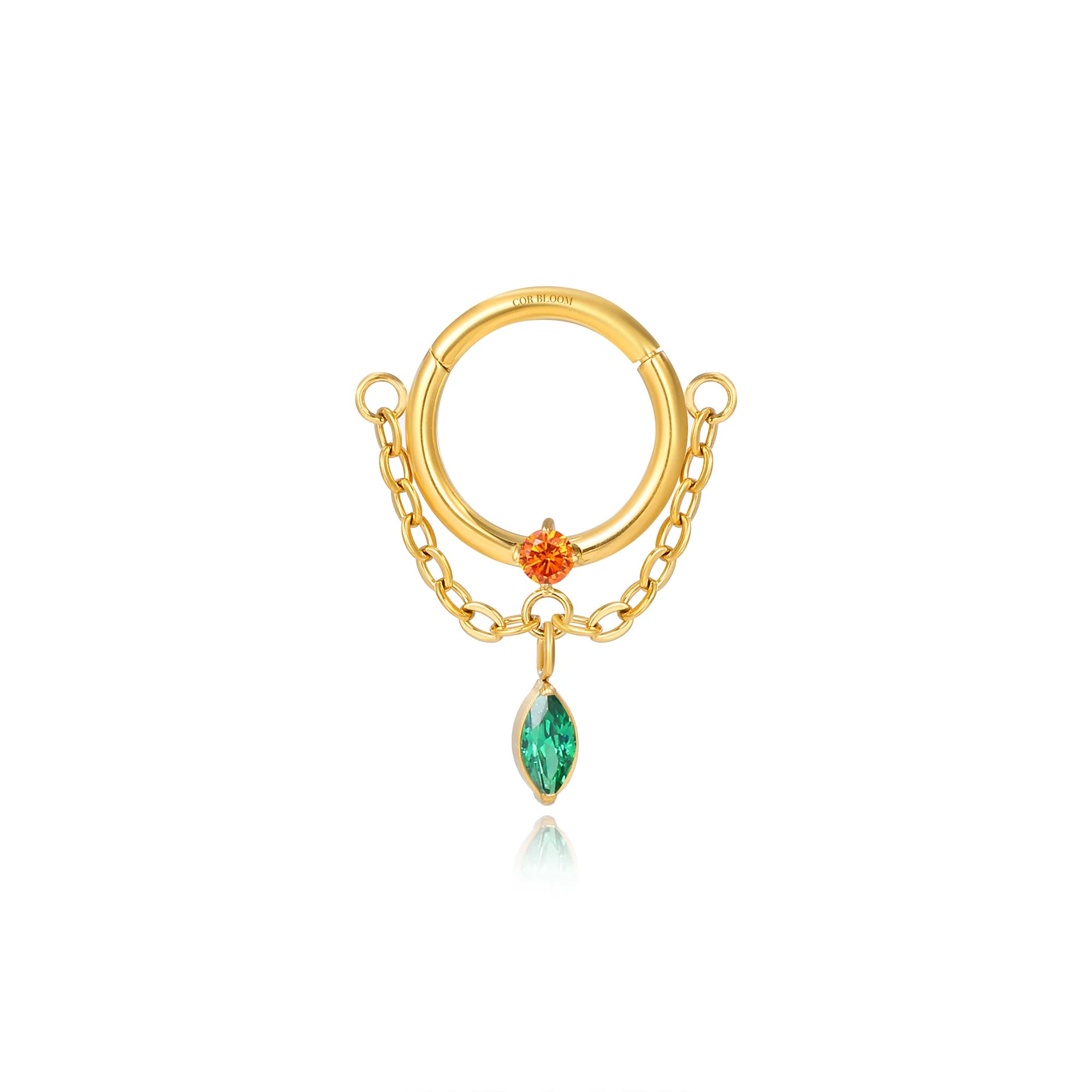 Titanium Tyche Dangling Marquise Gem Clicker - Fiesta