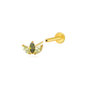 Titanium Kratos 3-Petal Peridot Flat Back Stud - Good Luck