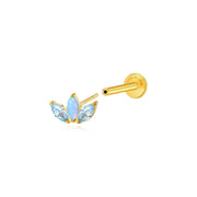 Titanium Kratos 3-Petal Blue Opal & CZ Stud - Serene Sea