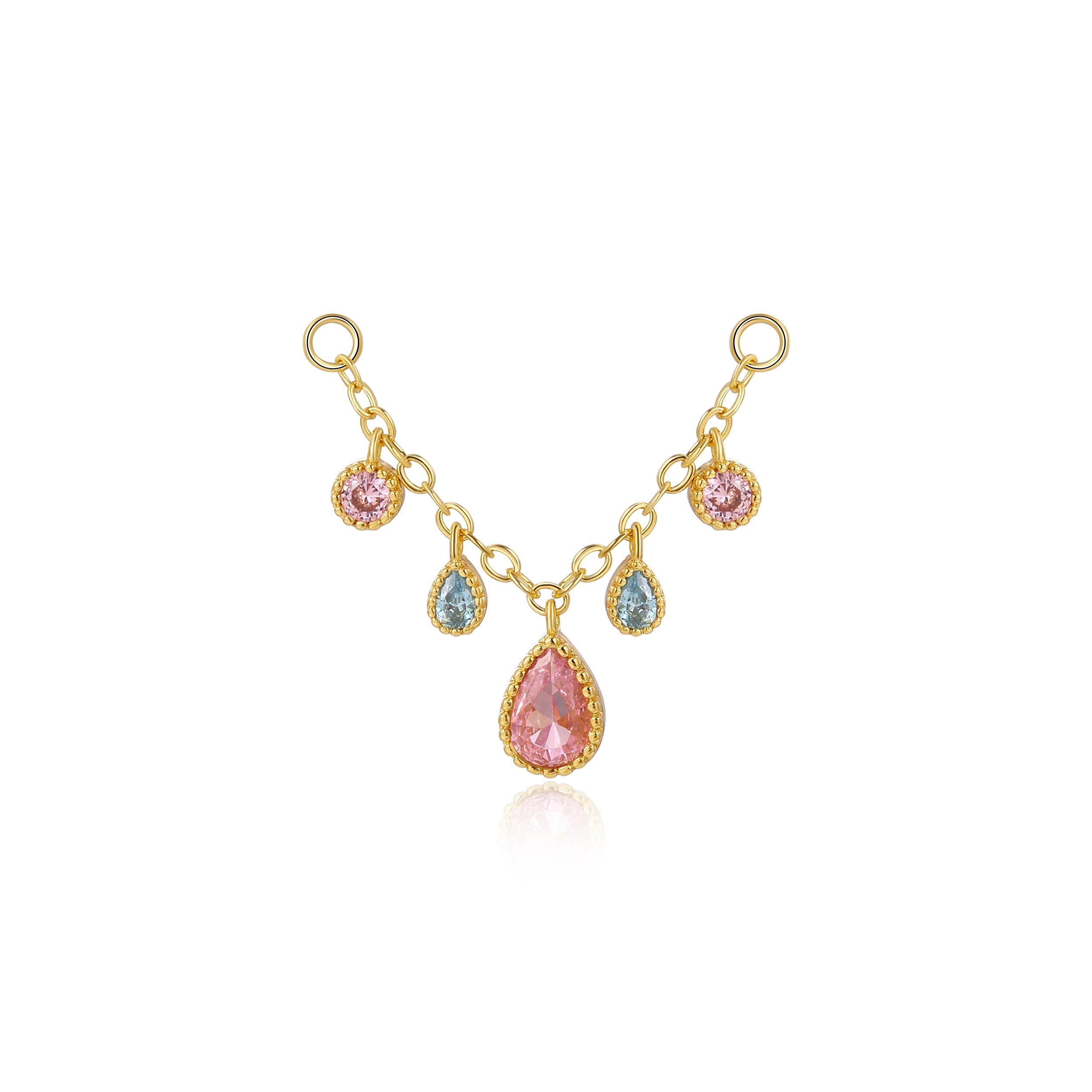 Zoticus Dewdrop Chain Attachment - Pink & Aquamarine - Sugar & Sea