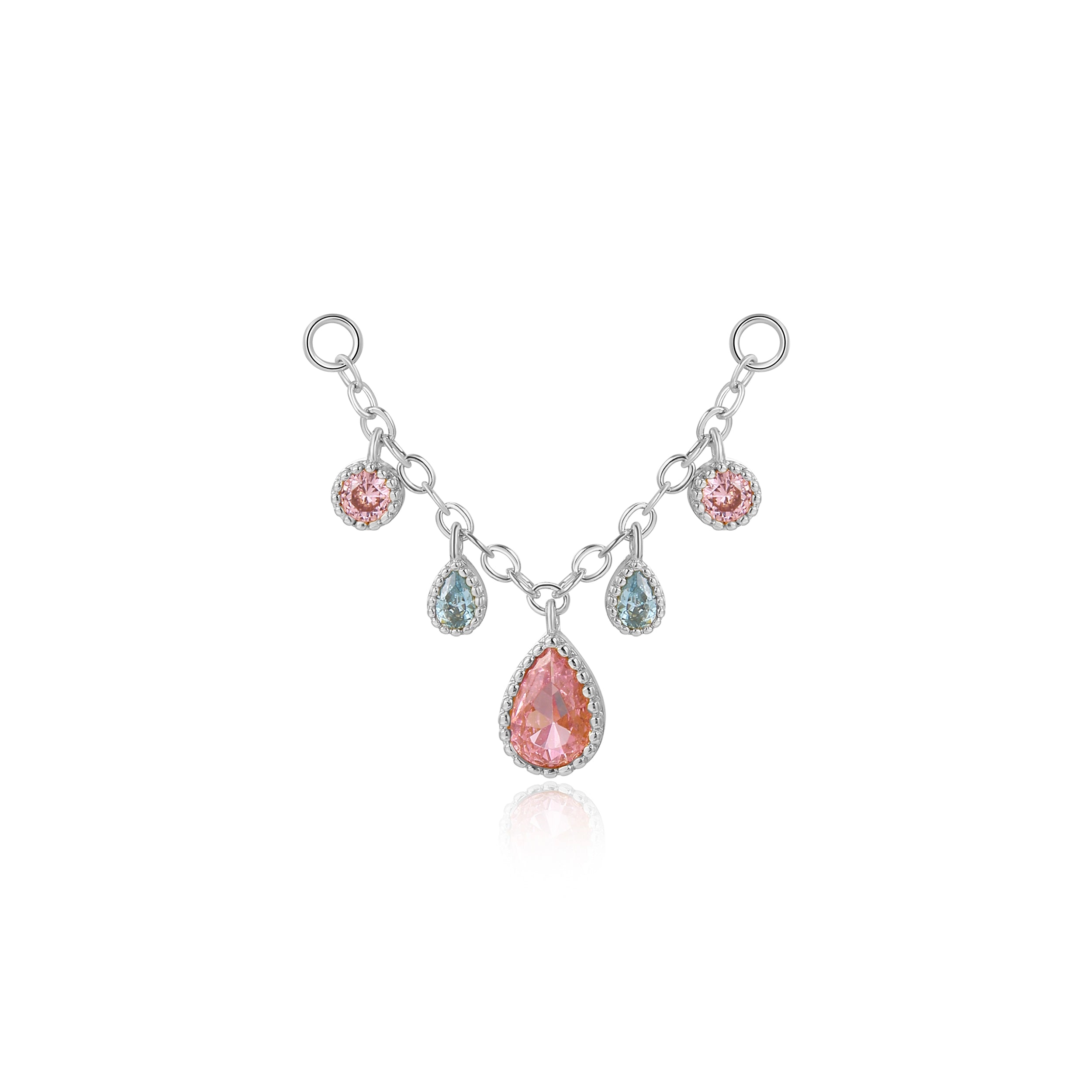 Zoticus Dewdrop Chain Attachment - Pink & Aquamarine - Sugar & Sea