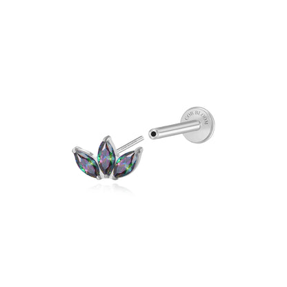 Titanium Kratos 3-Petal Dark Iridescent Stud - Mystery & Destiny