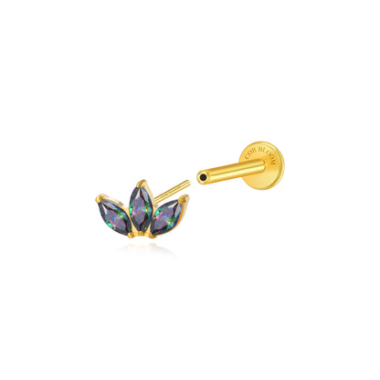 Titanium Kratos 3-Petal Dark Iridescent Stud - Mystery & Destiny