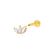 Titanium Kratos 3-Petal White Opal & AB Stud - Magic