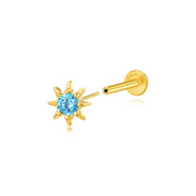 Aeliana Aquamarine Push Pin Flat Back Stud