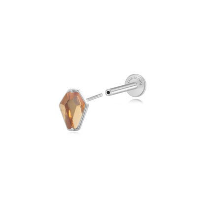 Titanium Hexagon Mirror Flat Back Stud - Champagne