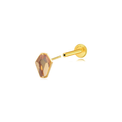 Titanium Hexagon Mirror Flat Back Stud - Champagne