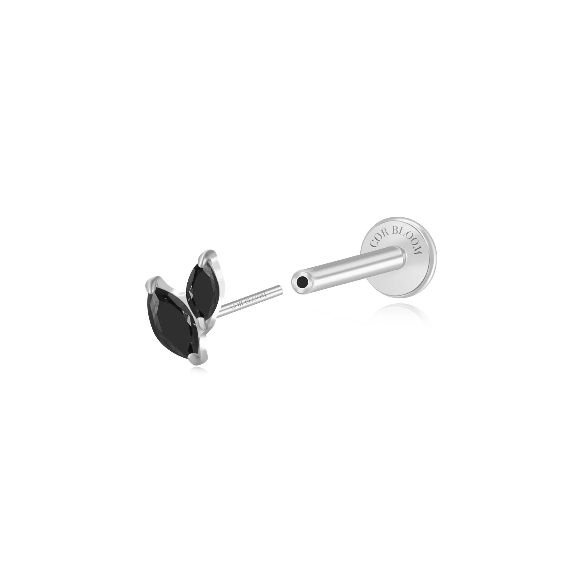 Titanium Akosua Mini Duo Petal Black CZ Stud