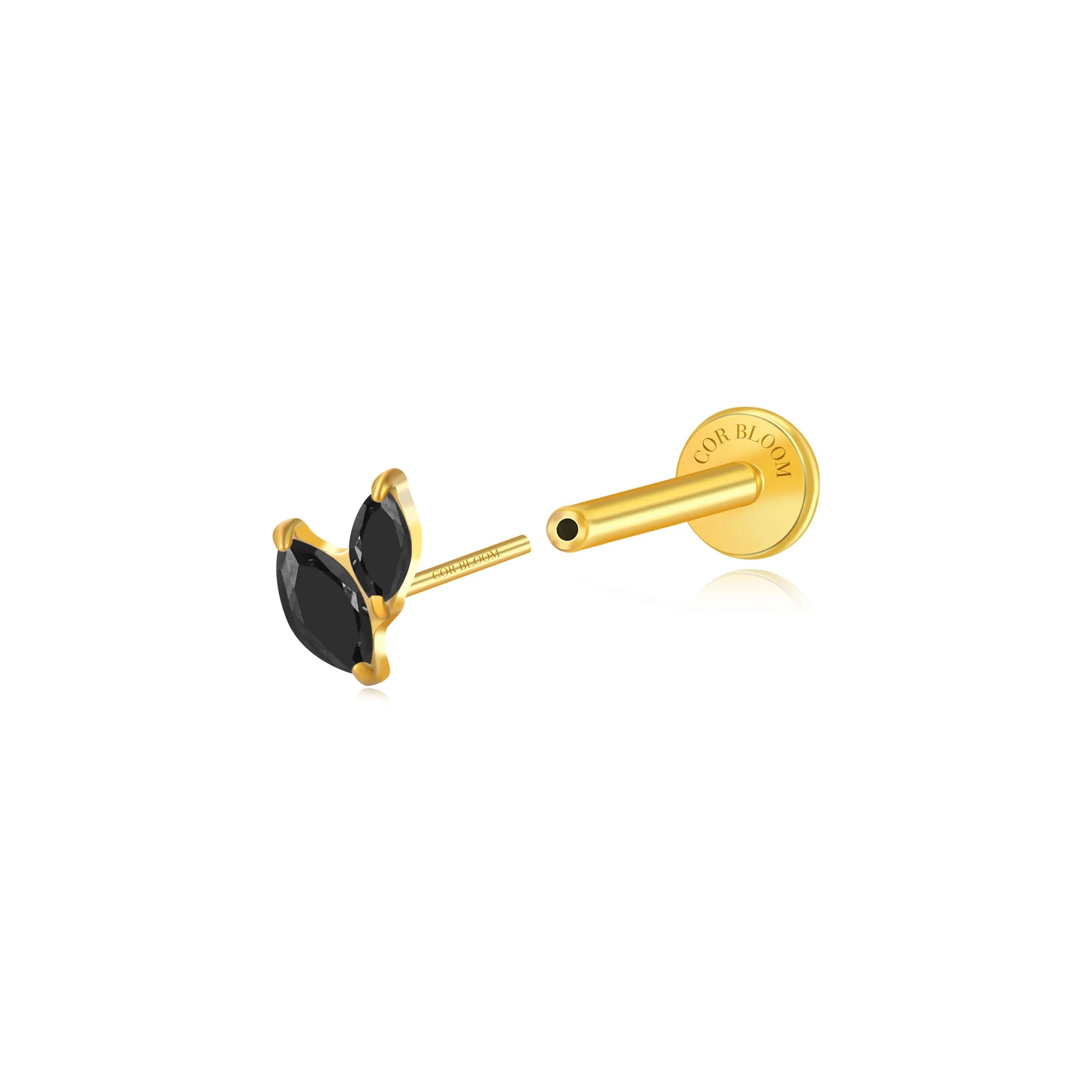 Titanium Akosua Mini Duo Petal Black CZ Stud