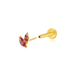 Titanium Akosua Mini Duo Petal Red Garnet Stud