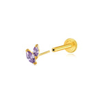 Titanium Akosua Mini Duo Petal Amethyst Stud
