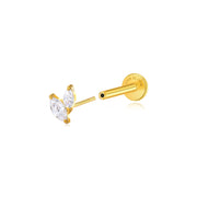 Titanium Akosua Mini Duo Petal Crystal Stud