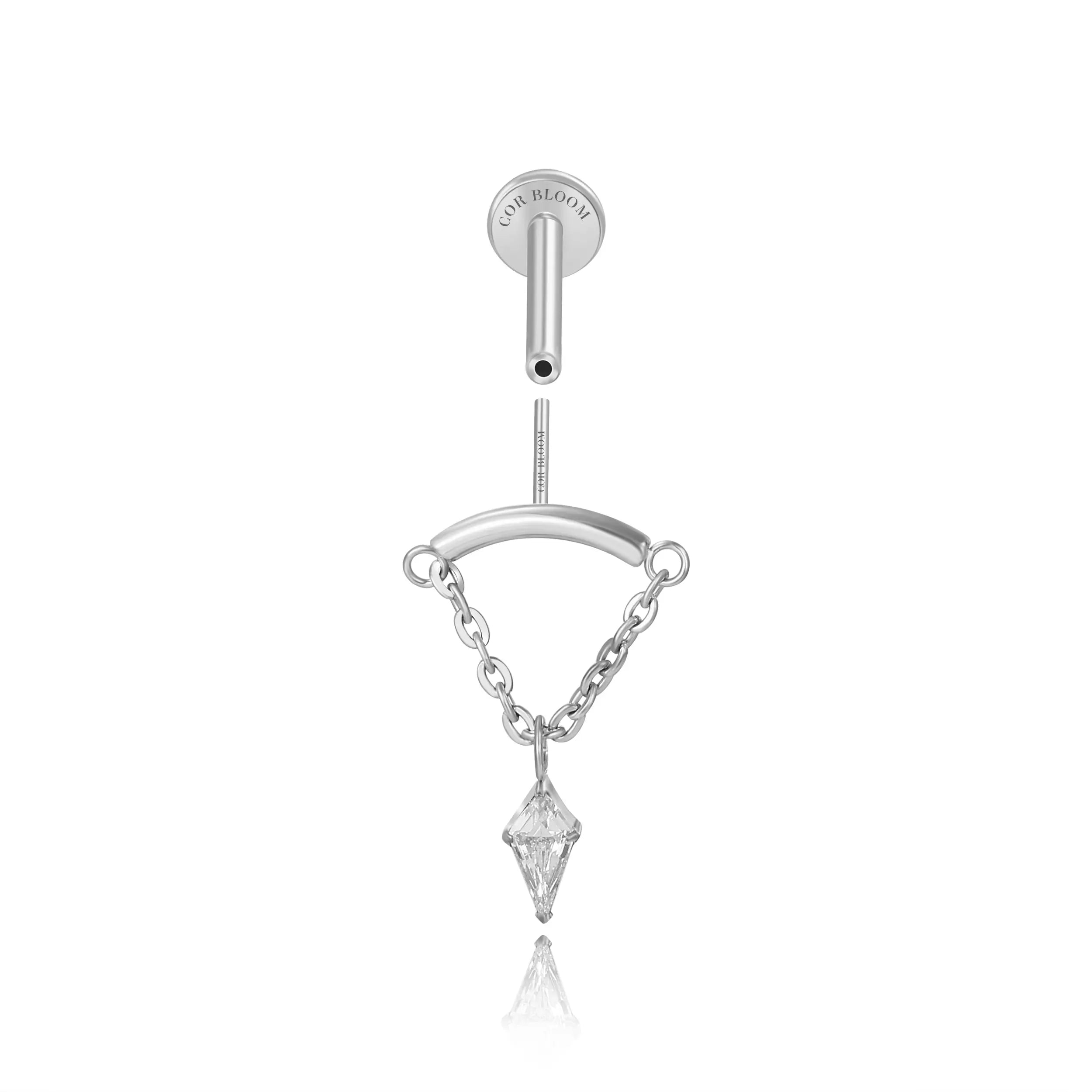 Titanium Yareli Kite Dangle Stud - Vertical Helix & Hidden Rook