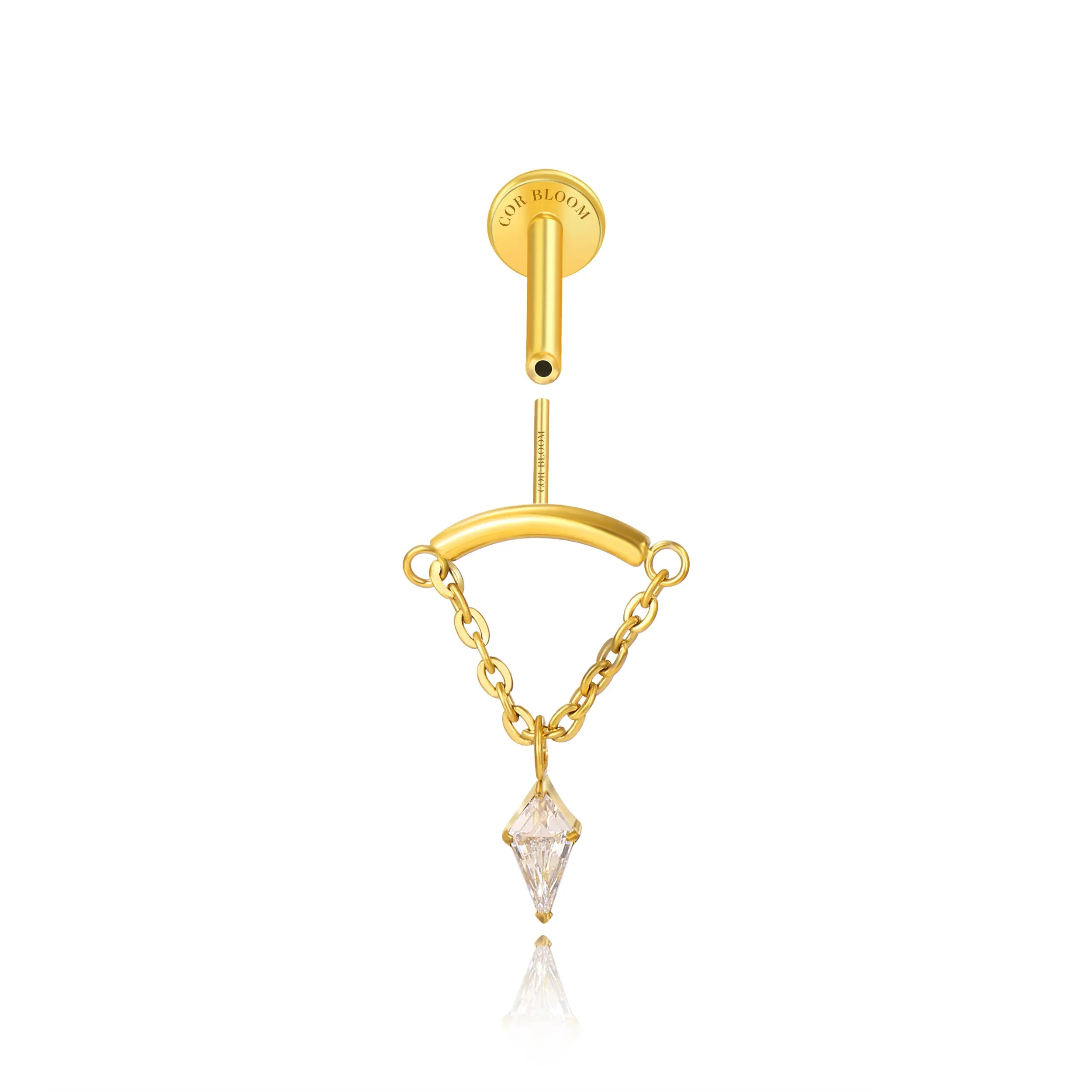 Titanium Yareli Kite Dangle Stud - Vertical Helix & Hidden Rook