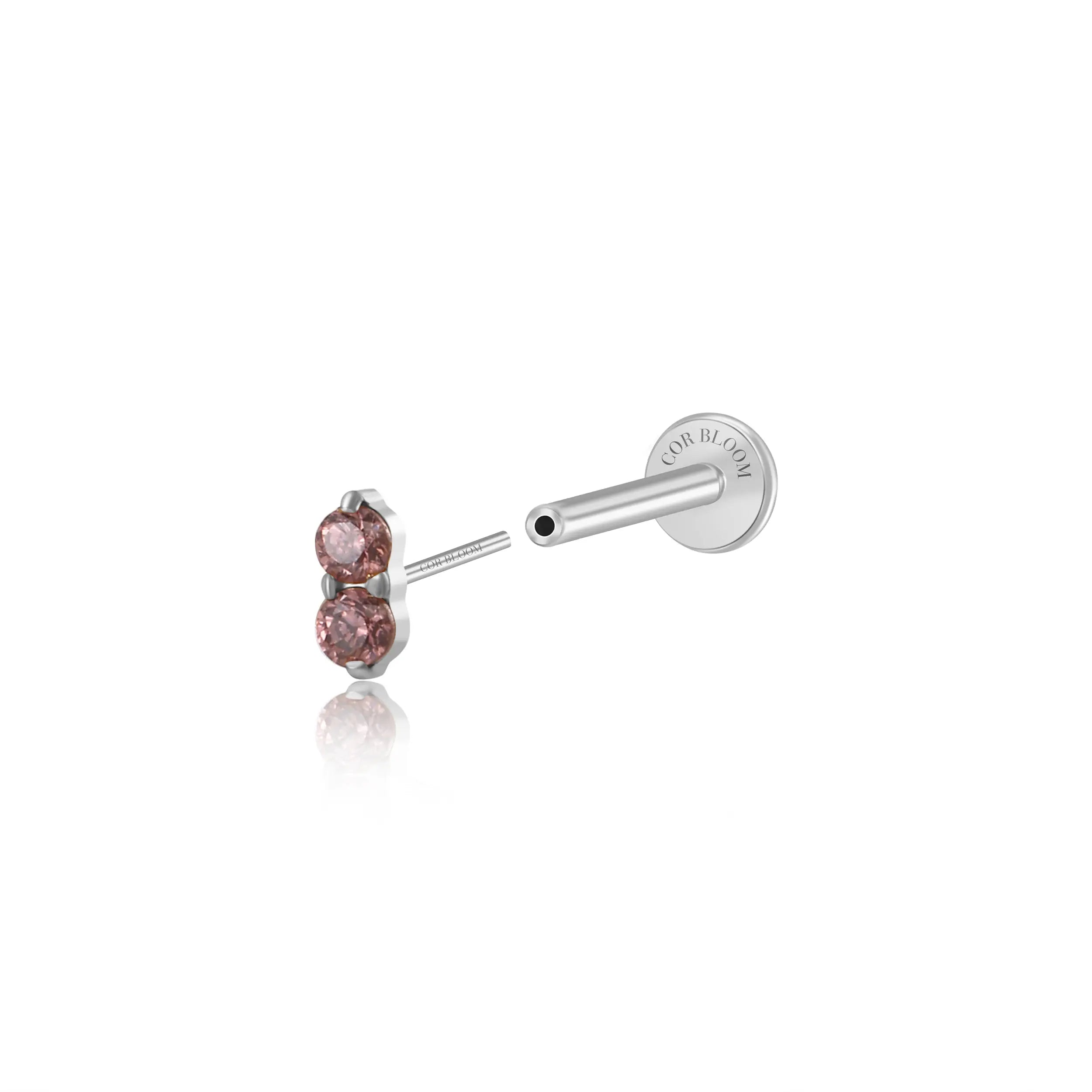 Titanium Edith Mini Duo Coffee Brown Flat Back Stud