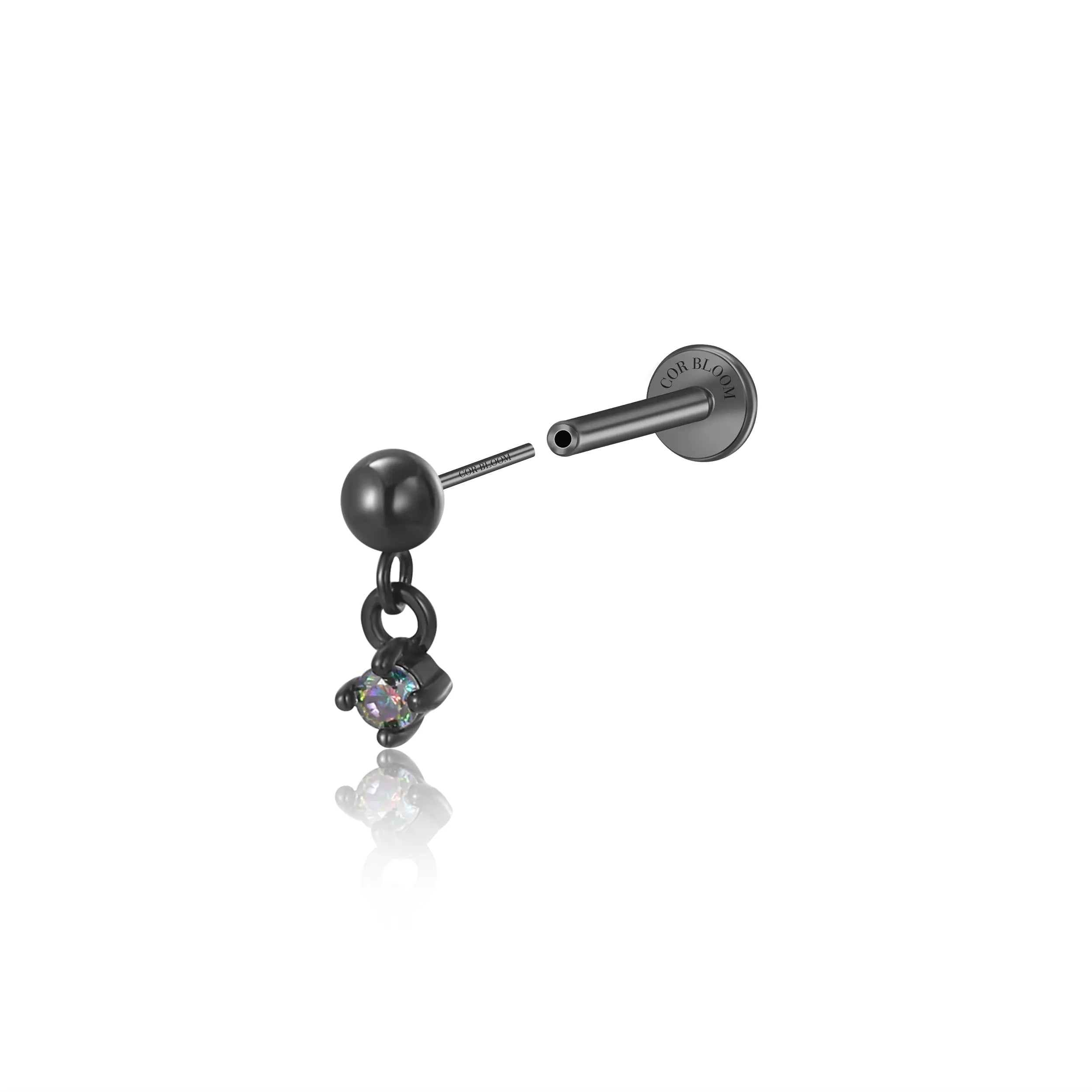 Mini Abby Dangling Dark Duo Flat Back Stud