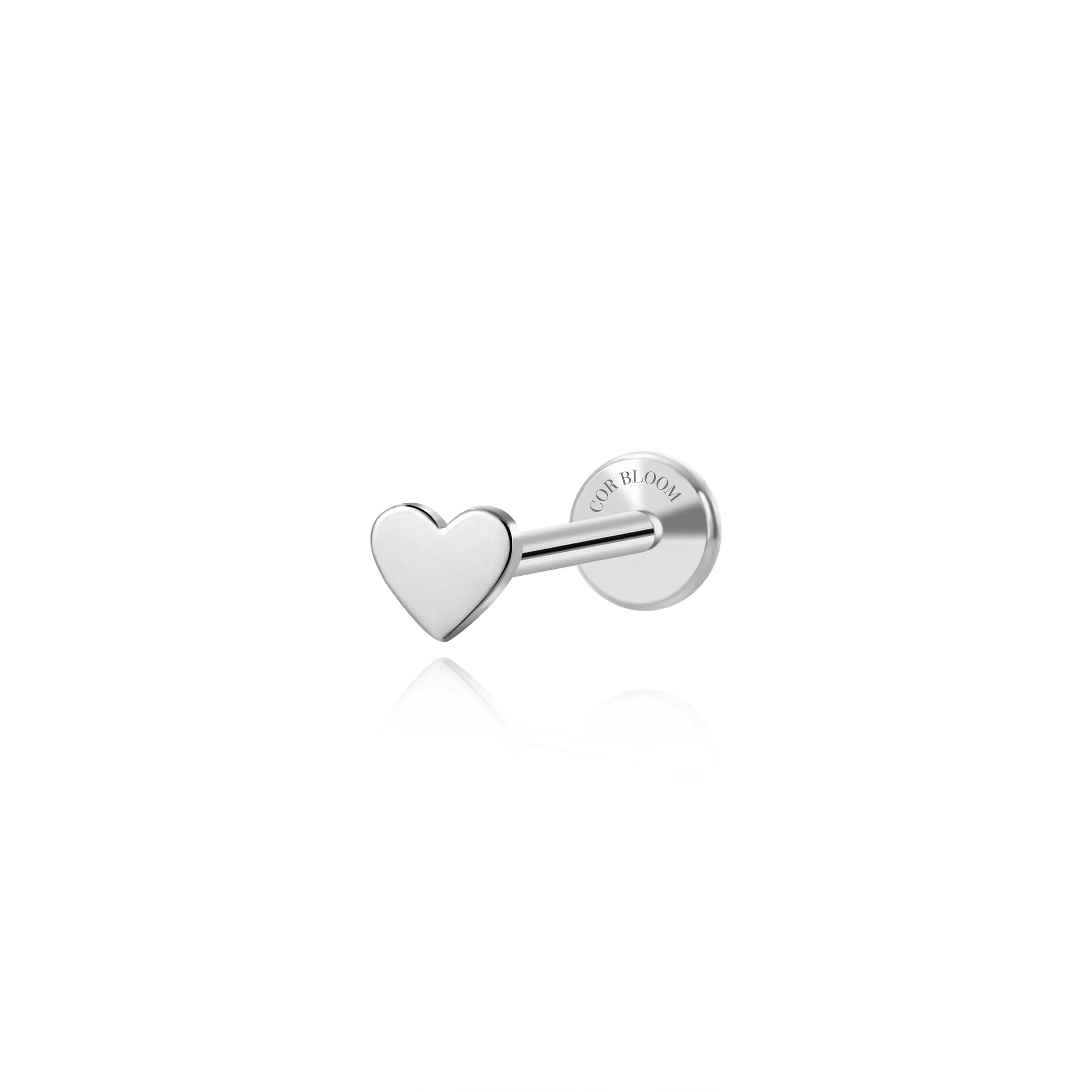 Titanium Solid Simple Heart Flat Back Stud