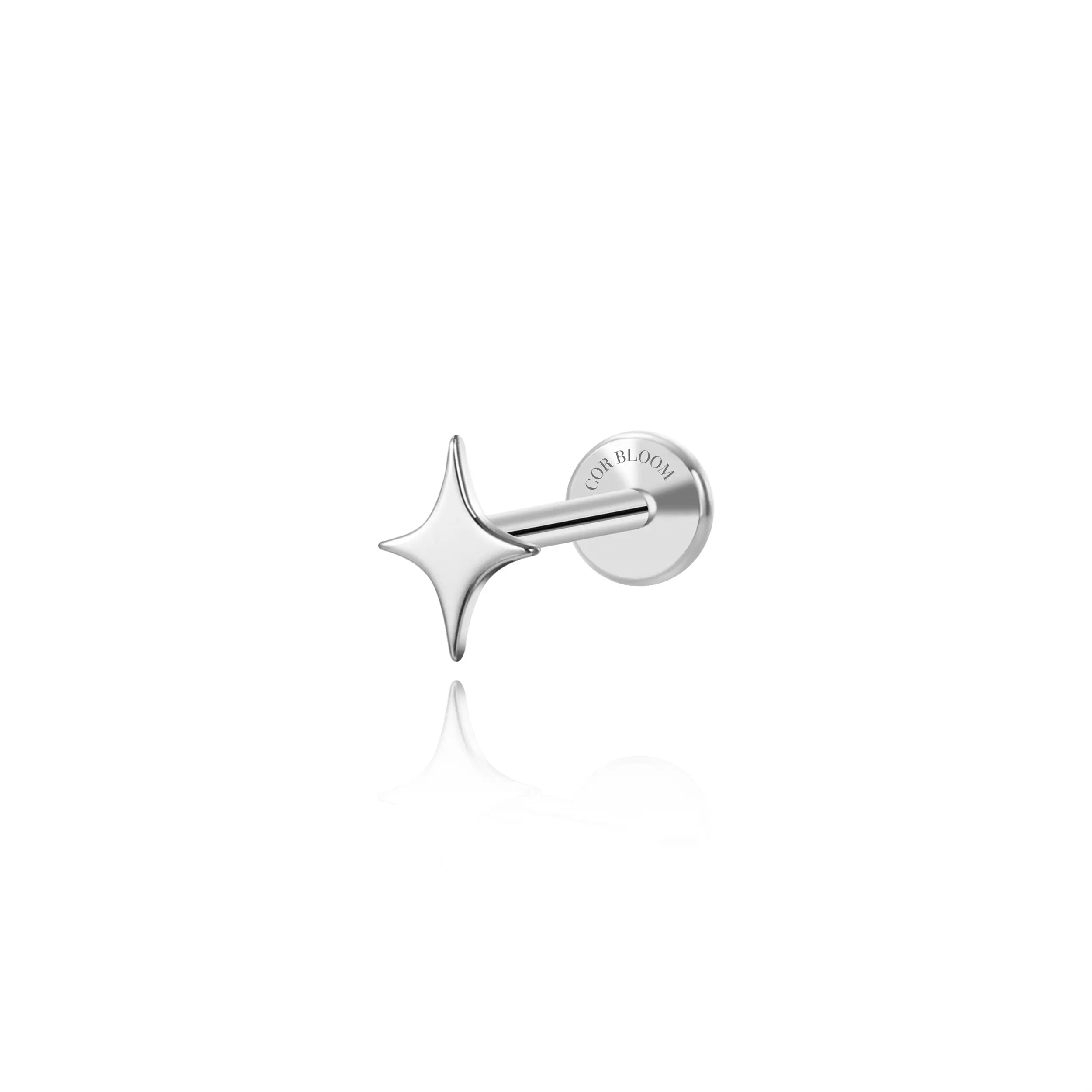 Titanium Solid Astra Guiding Star Flat Back Stud