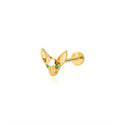 Titanium Green Emerald Eye Sphynx Cat Flat Back Stud