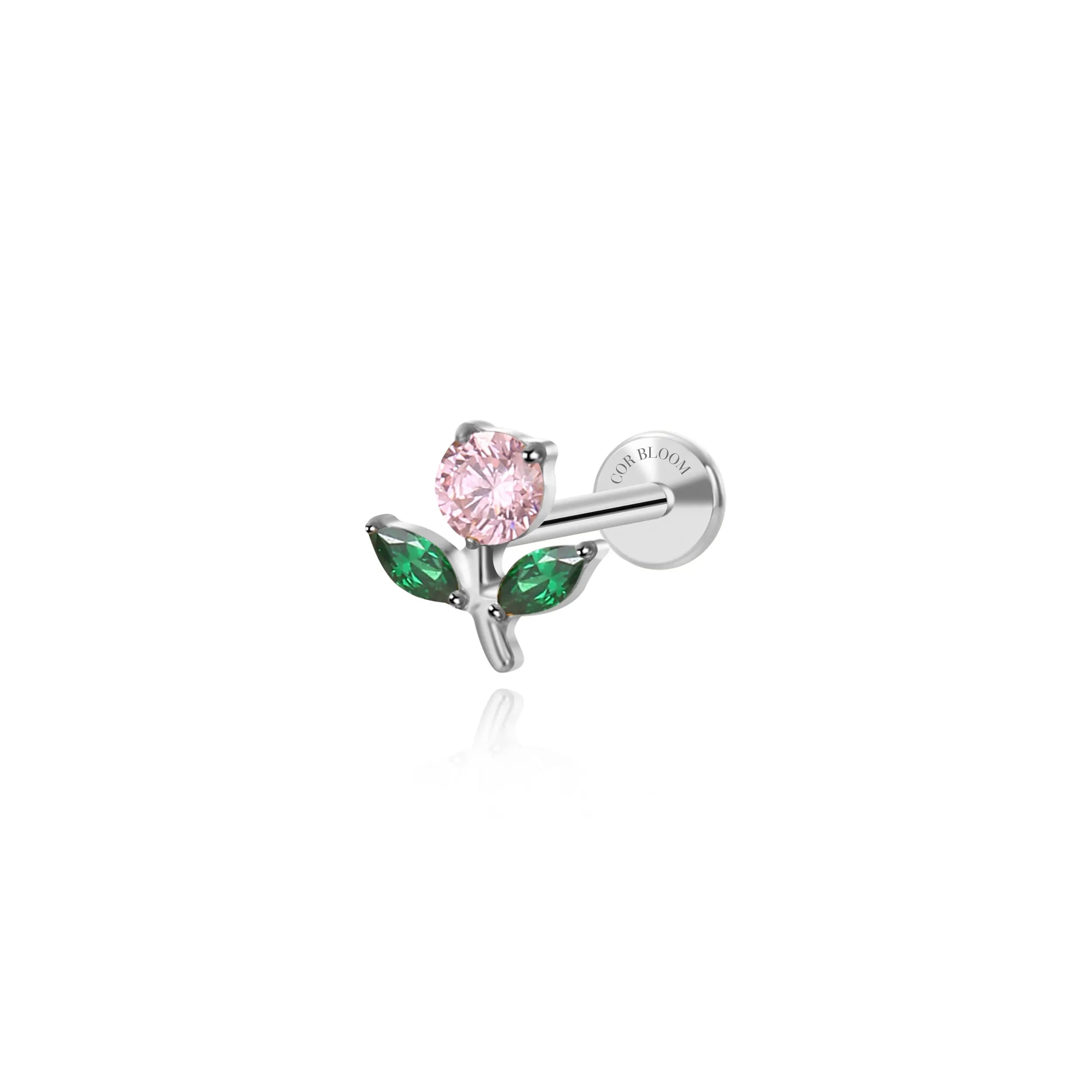 Titanium Gracelyn Pink Spring Flower Flat Back Stud