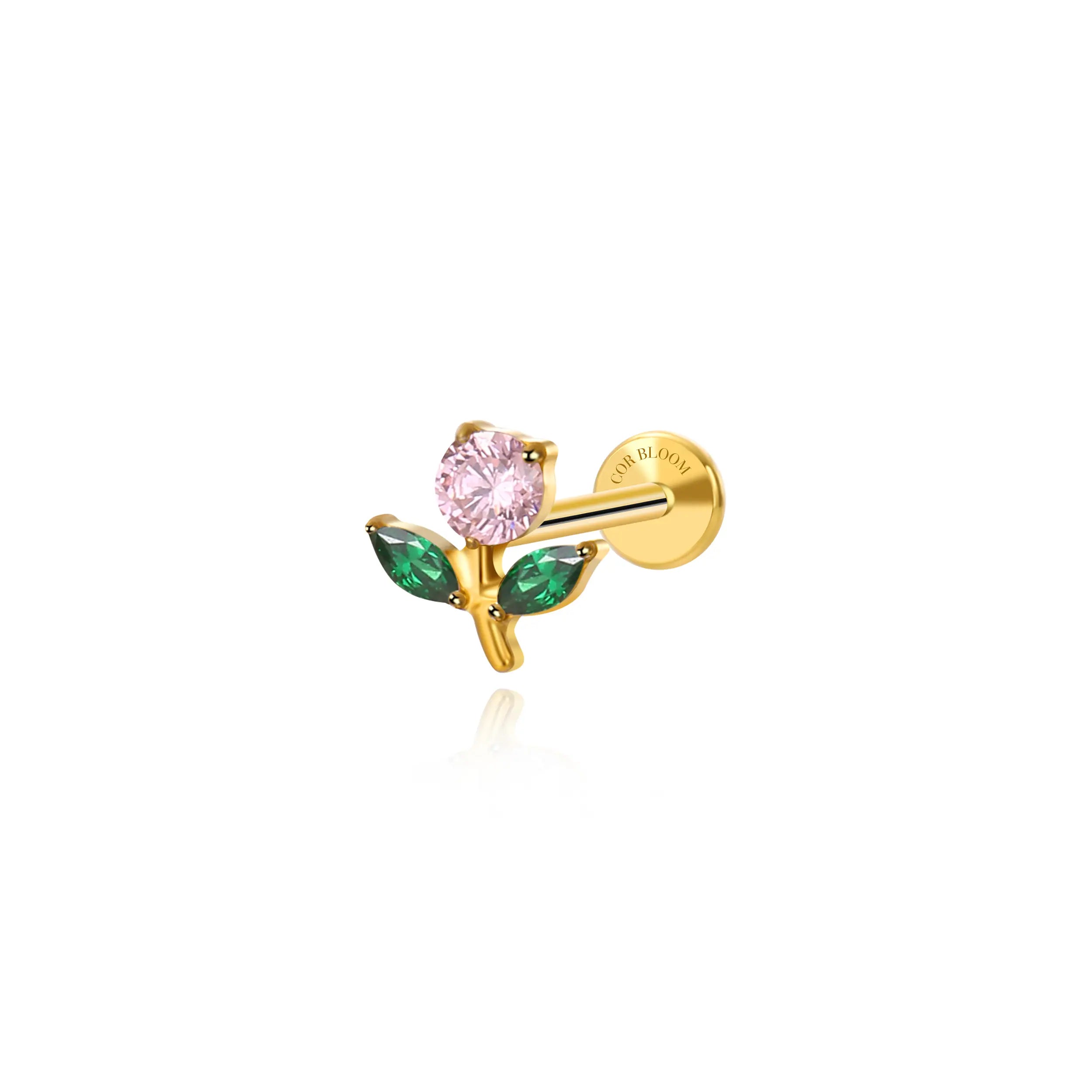 Titanium Gracelyn Pink Spring Flower Flat Back Stud