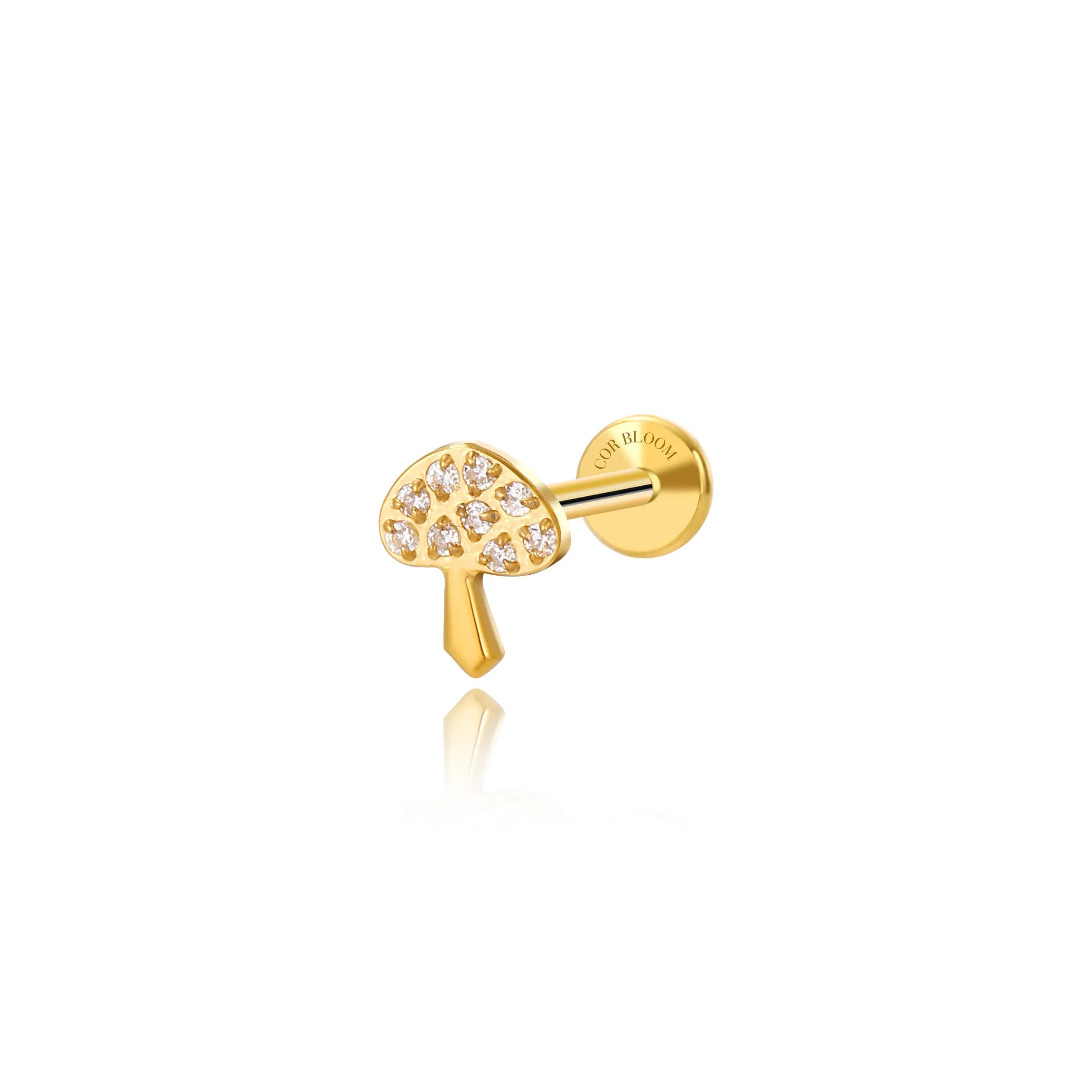 Titanium Amina Diamond Mushroom Flat Back Stud