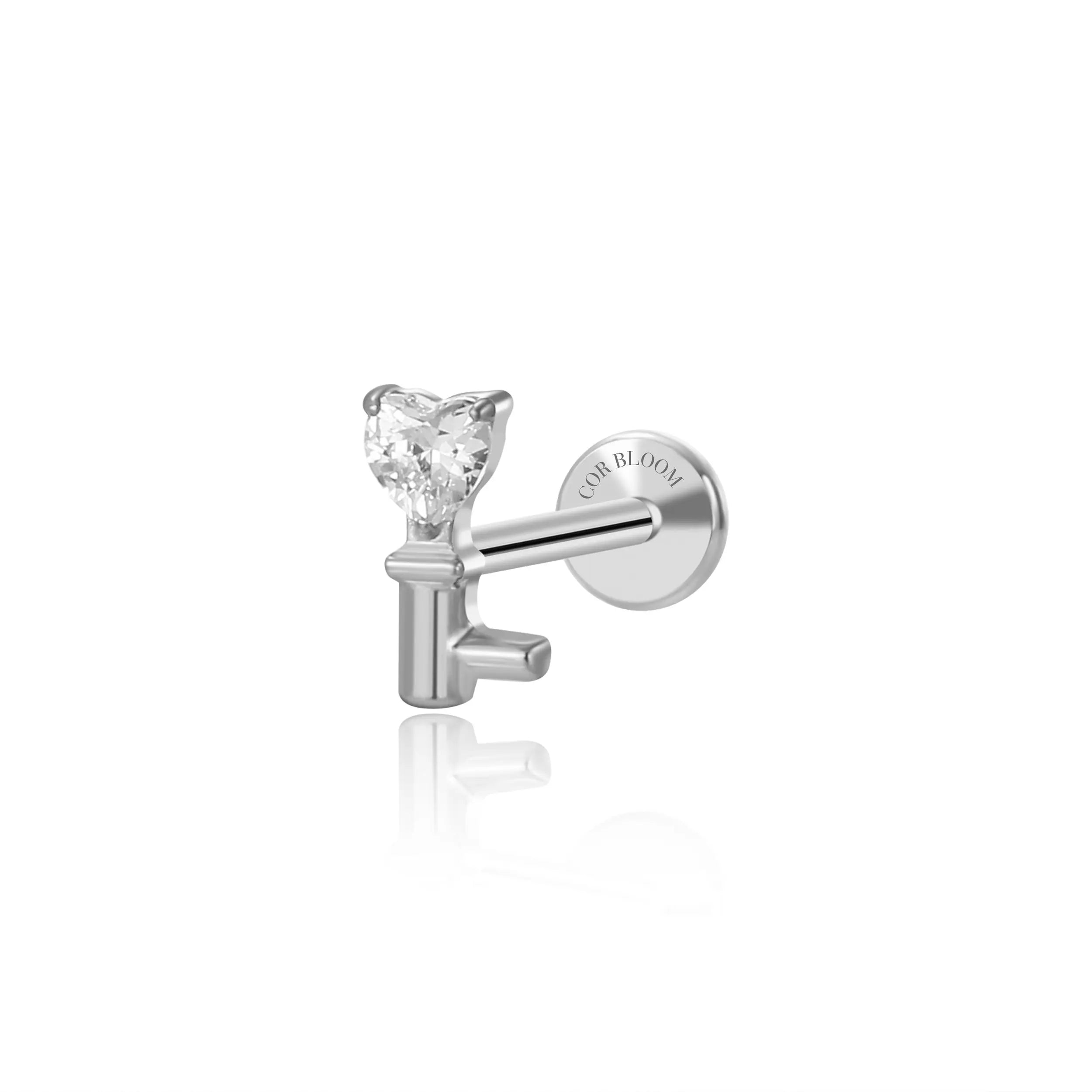 Titanium |Key To Your Heart| Flat Back Stud