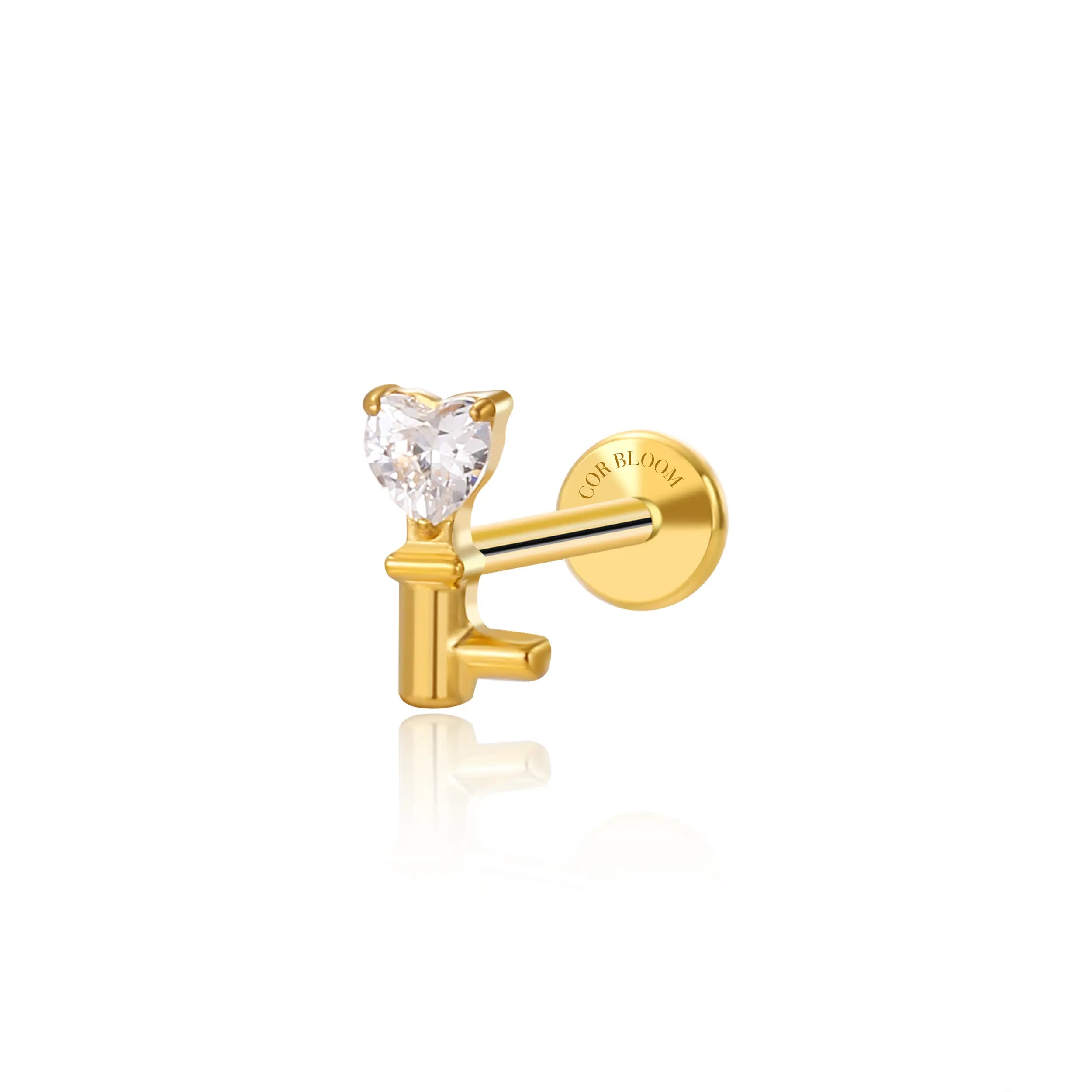 Titanium |Key To Your Heart| Flat Back Stud