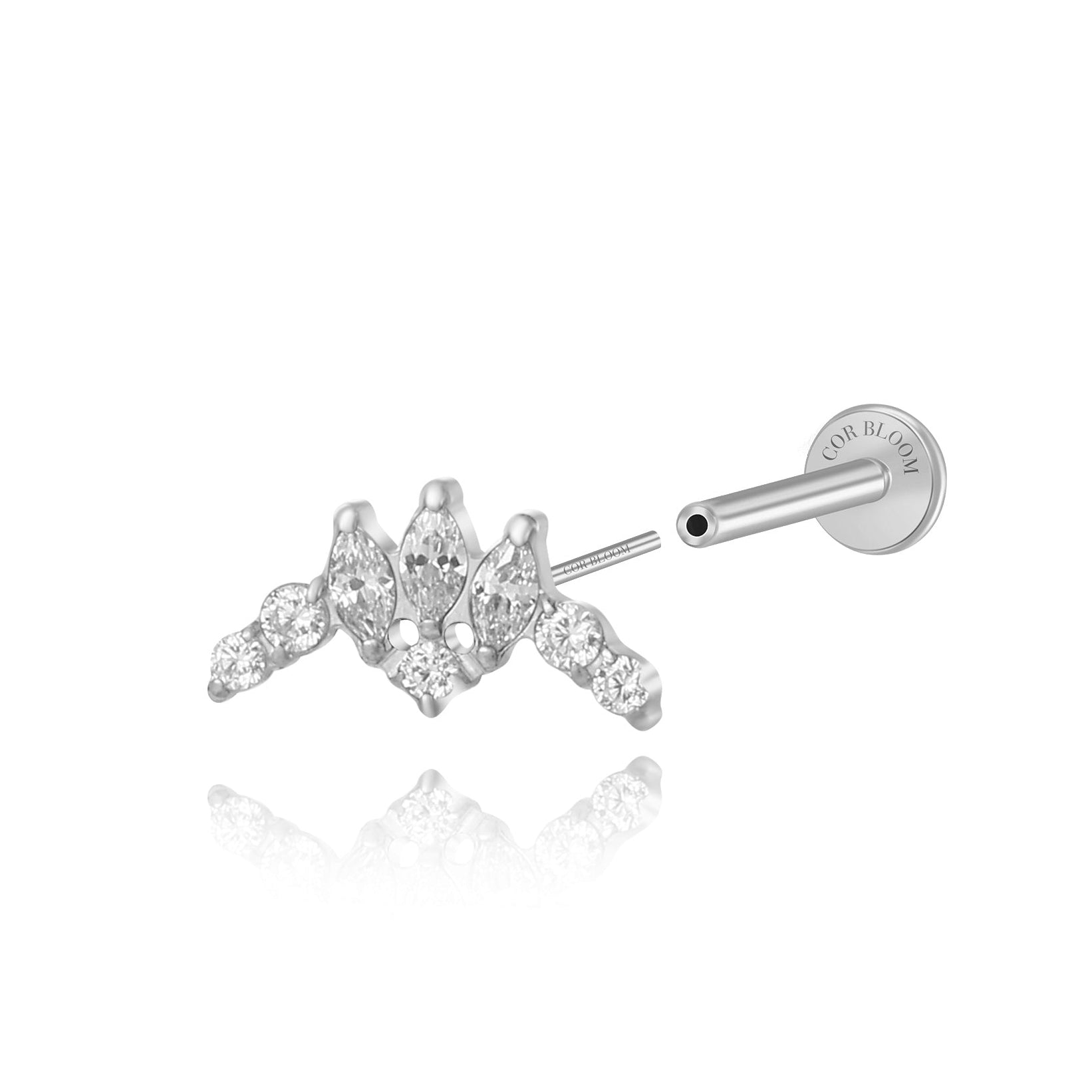 Titanium Aila Diamond Crown Flat Back Stud