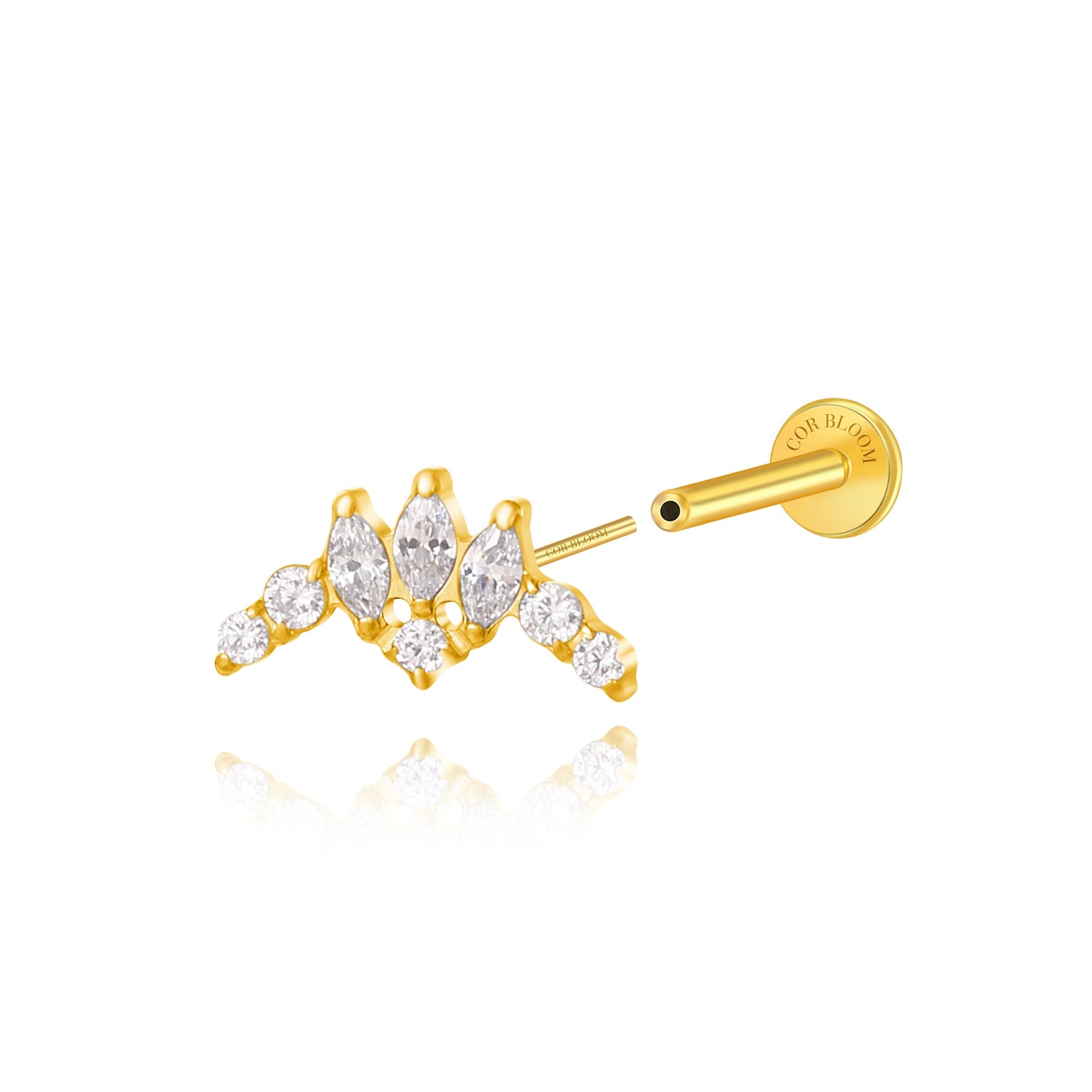 Titanium Aila Diamond Crown Flat Back Stud