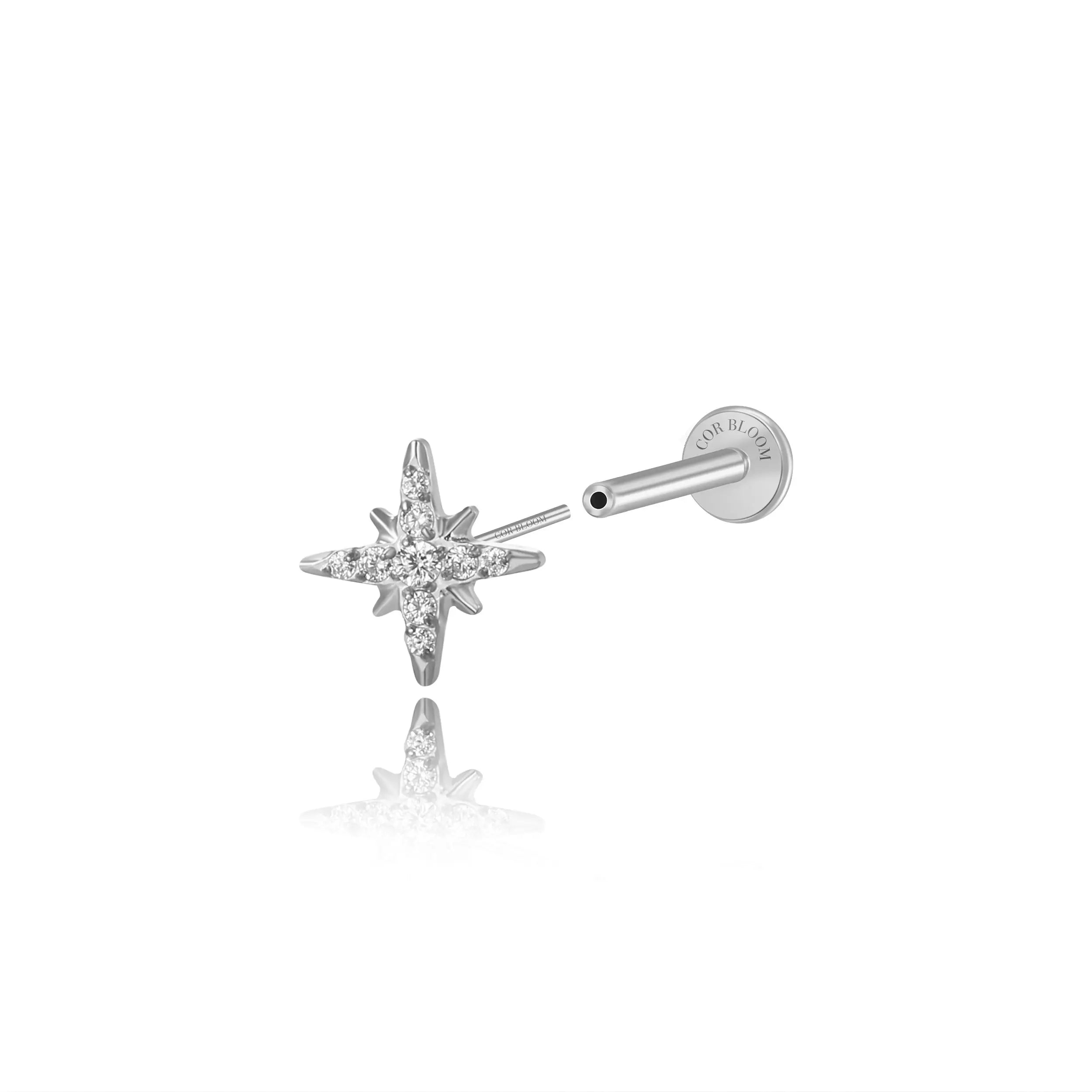 Titanium Legacy Northern Star Flat Back Stud