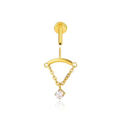 Titanium Liberty Diamond Dangle Stud - Vertical Helix & Hidden Rook