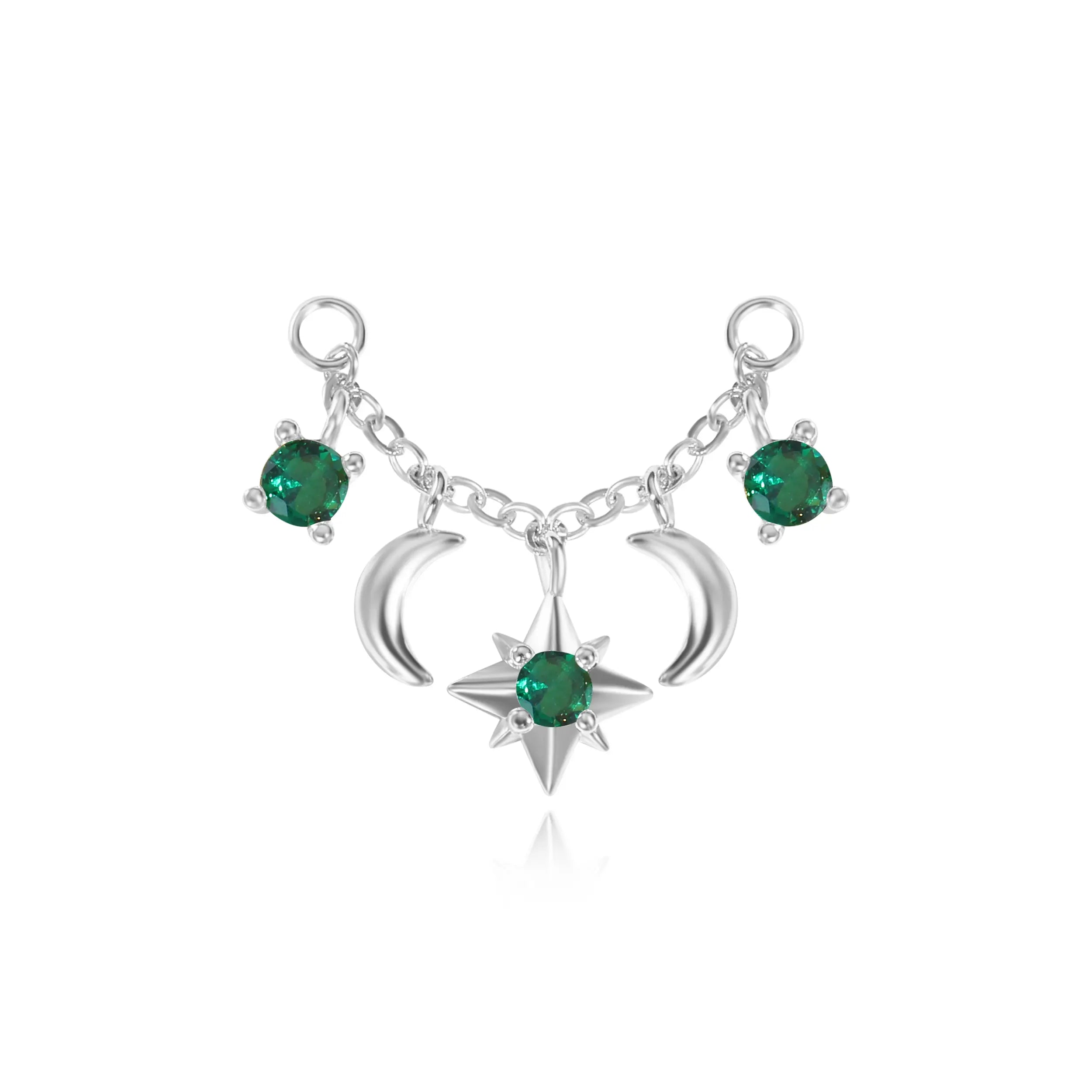 Iyla Green Emerald Guiding Star & Crescent Moon Chain Attachment