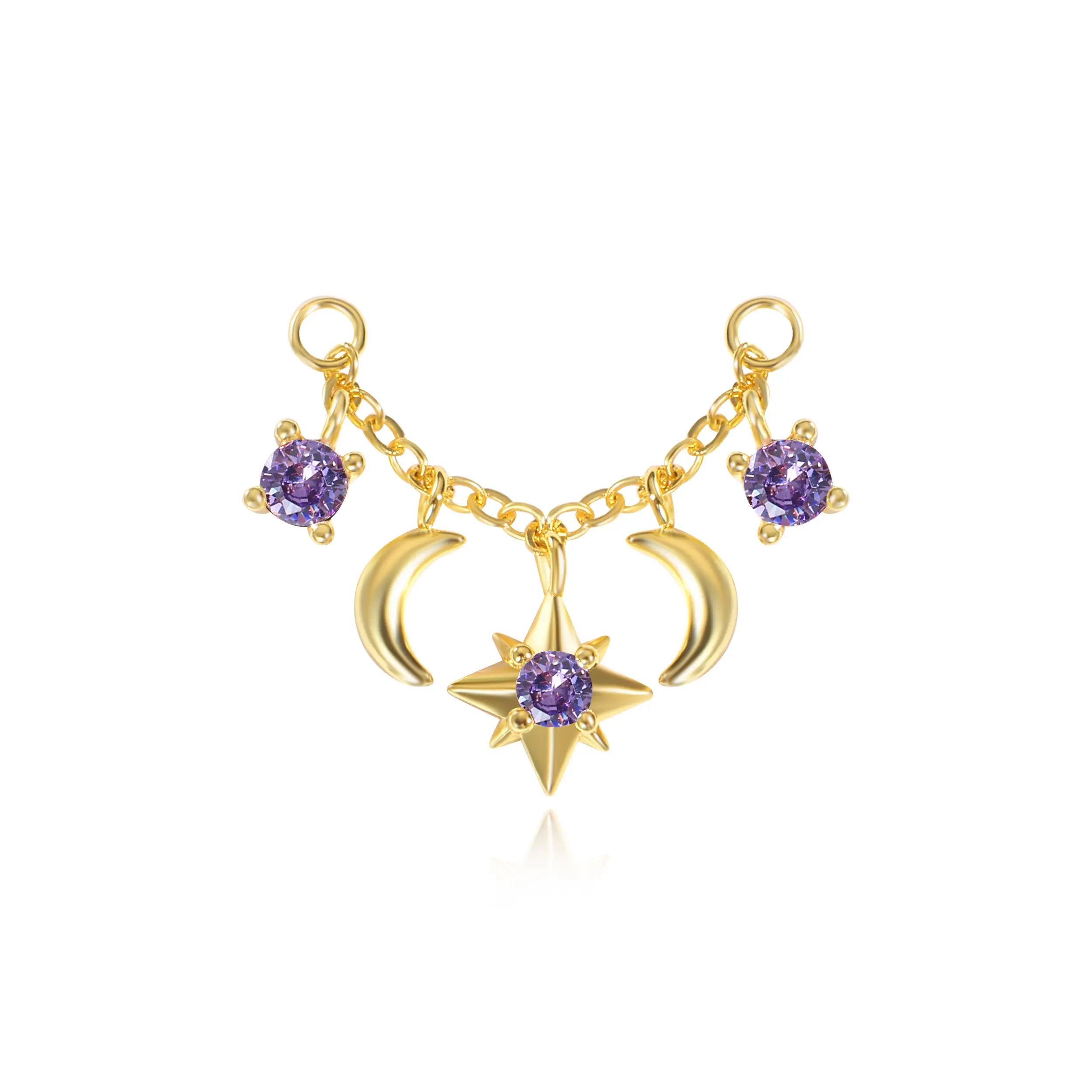 Iyla Amethyst Guiding Star & Crescent Moon Chain Attachment