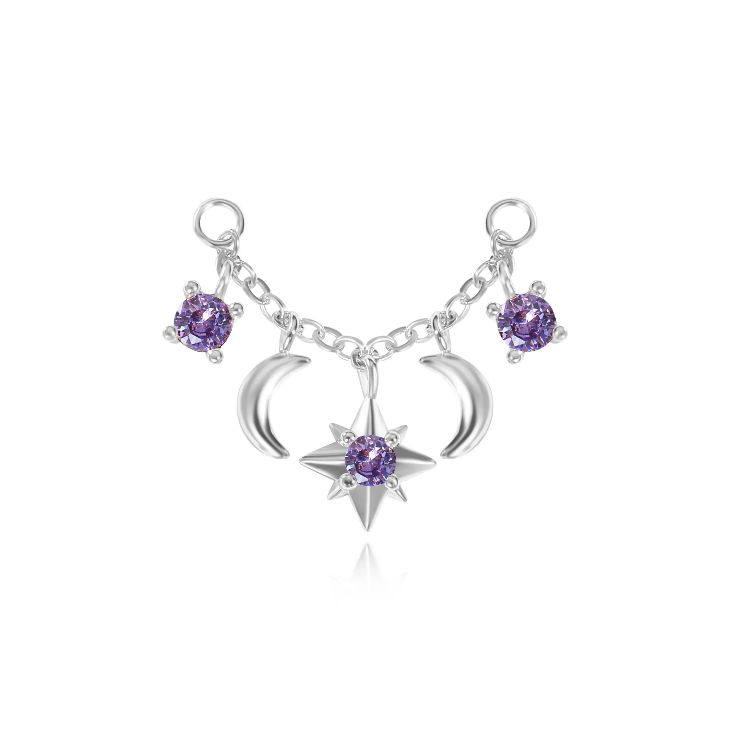 Iyla Amethyst Guiding Star & Crescent Moon Chain Attachment