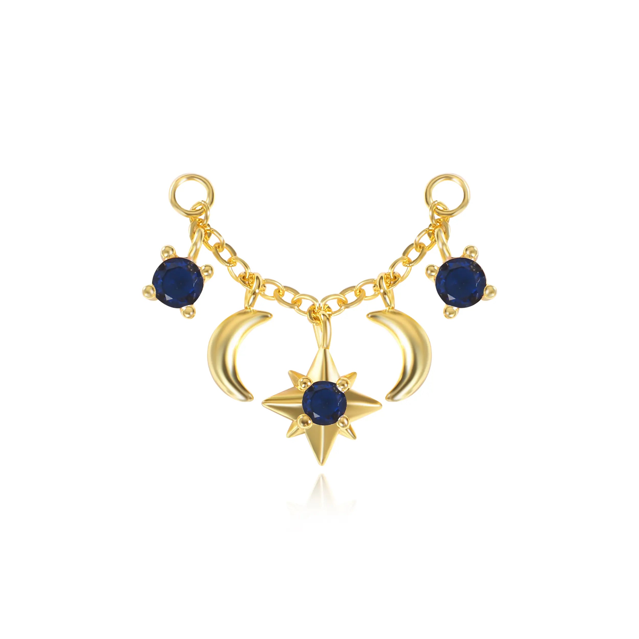 Iyla Blue Sapphire Guiding Star & Crescent Moon Chain Attachment